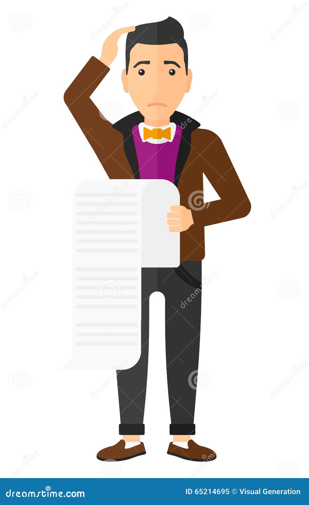 Man holding long bill stock vector. Illustration of male - 65214695