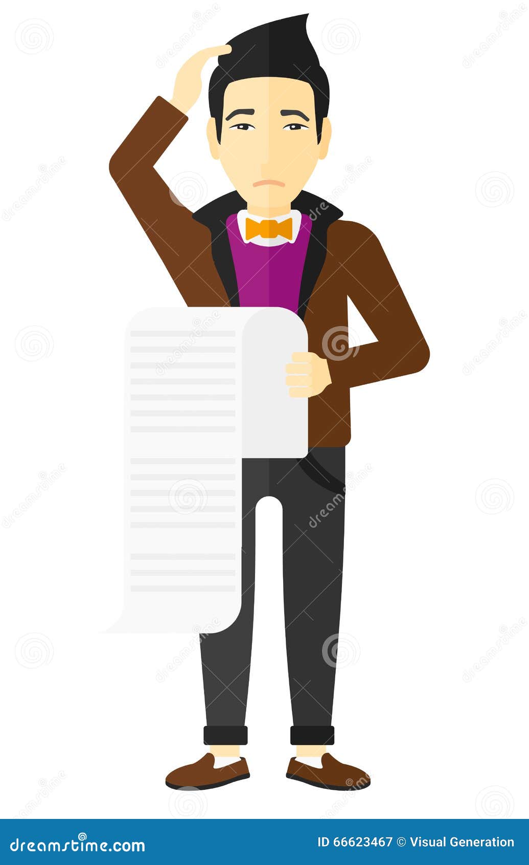 Man holding long bill. stock vector. Illustration of debt - 66623467