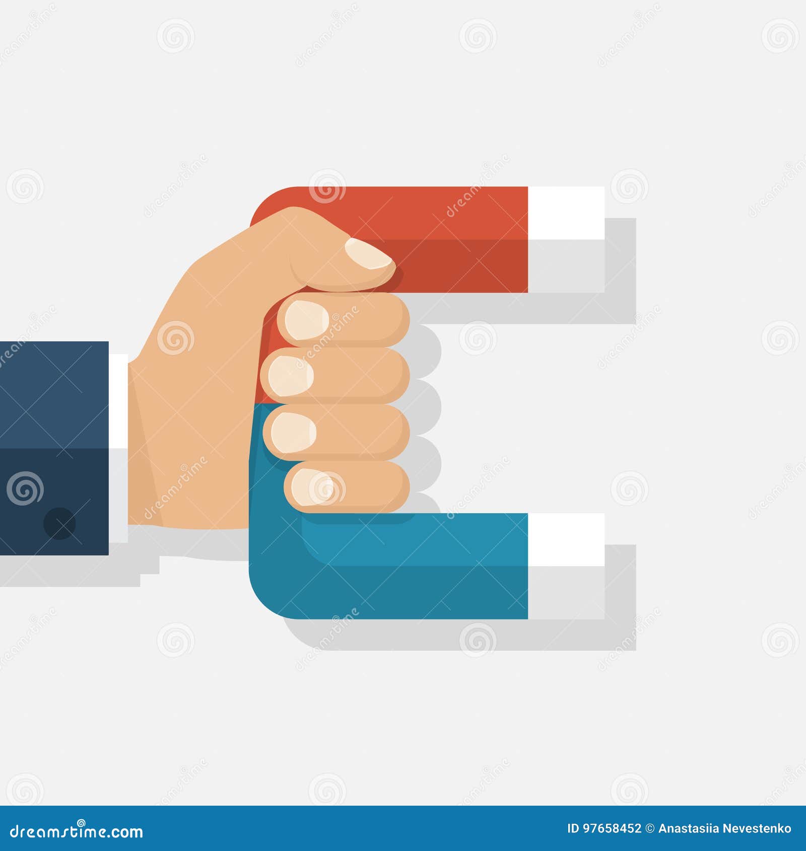 Man holding in hand stock vector. Illustration of cartoon 97658452