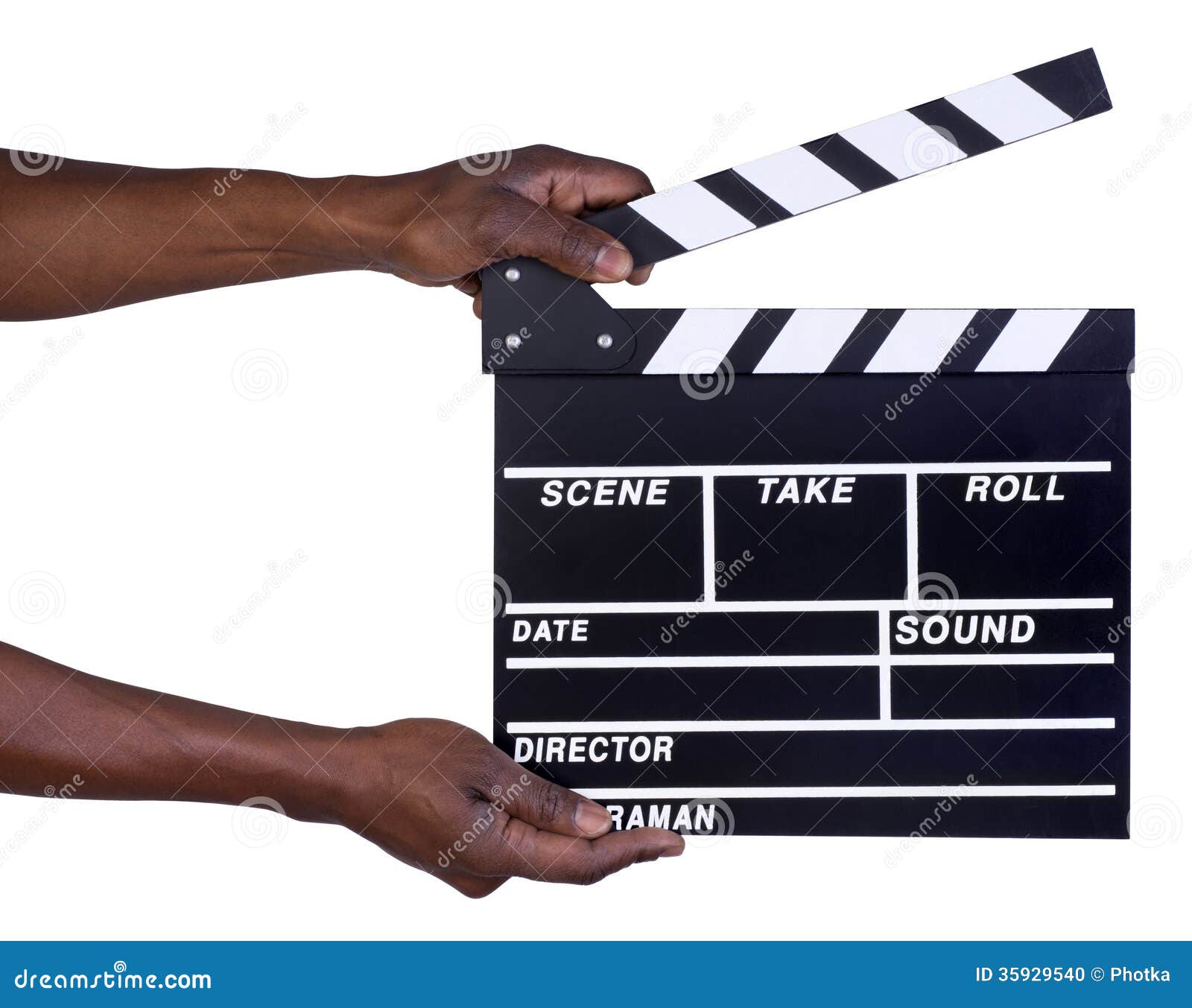 man holding movie production clapper board