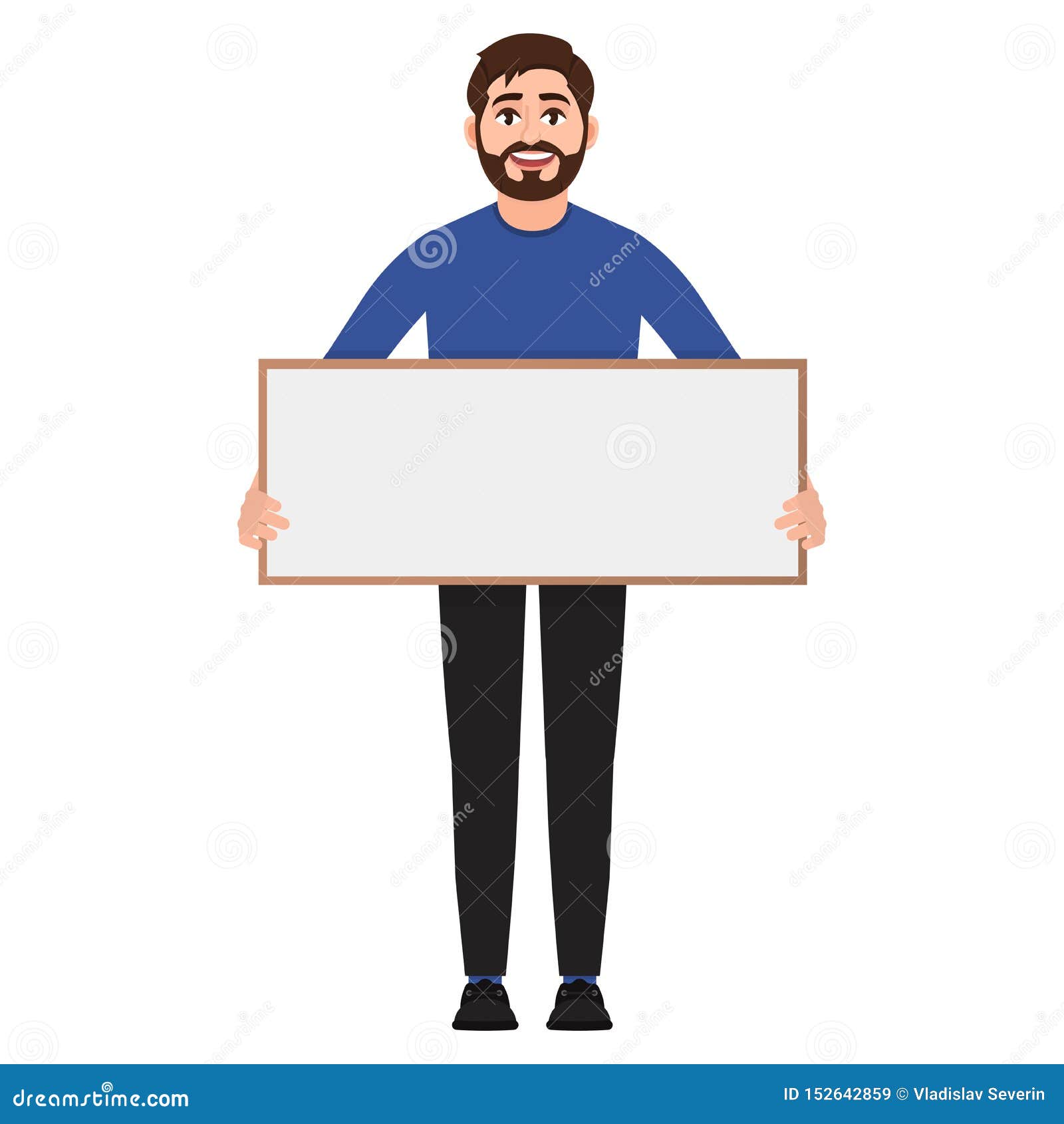 Man holding a poster stock vector. Illustration of hand 152642859