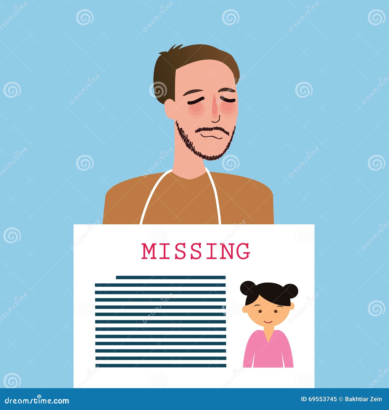 Man Holding Sign of Missing Children Kids Announcement Board Stock Vector Illustration of