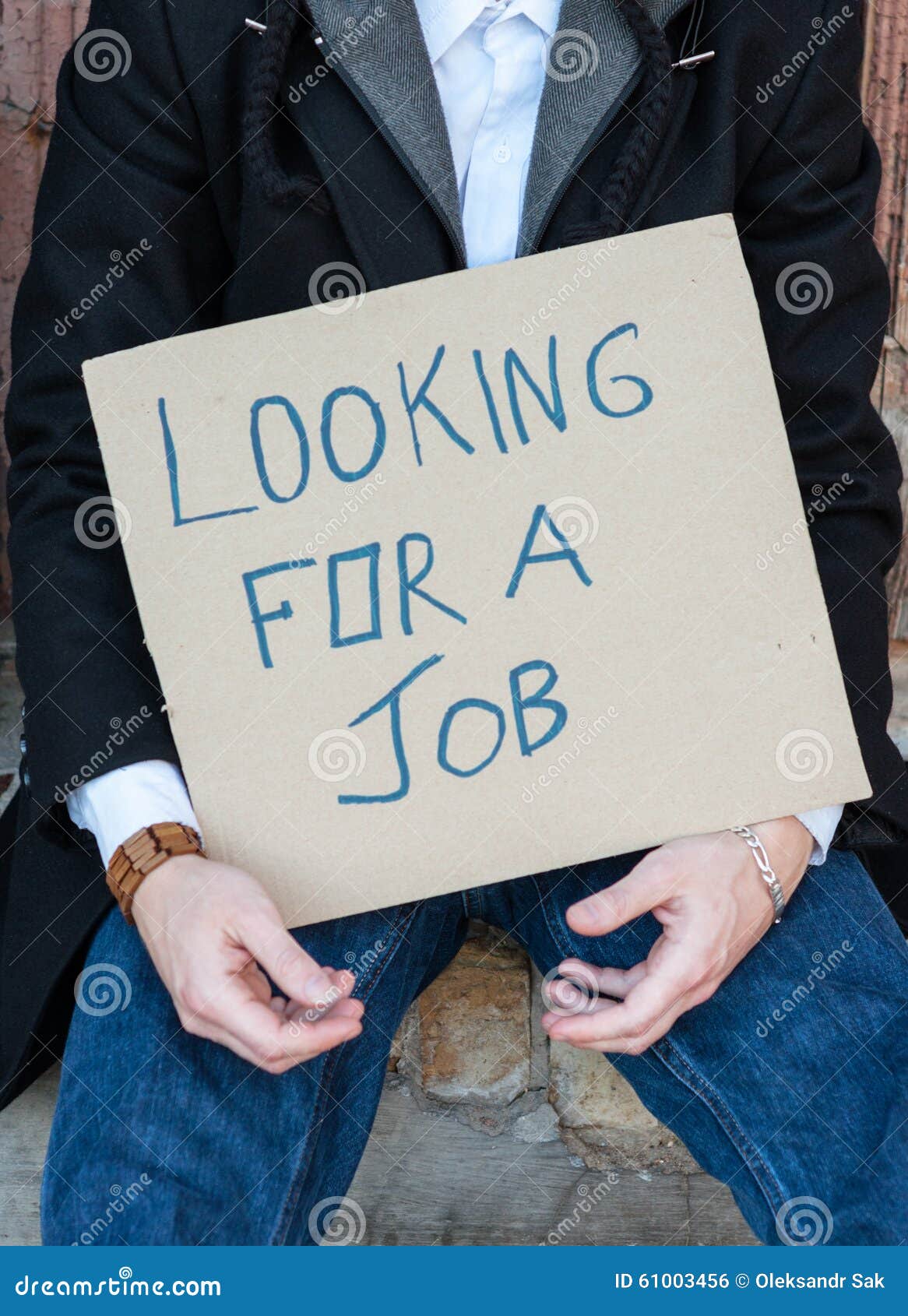 Man Holding A Sign Saying I Am Looking For A Job Stock Photo Image Of Financial Hire