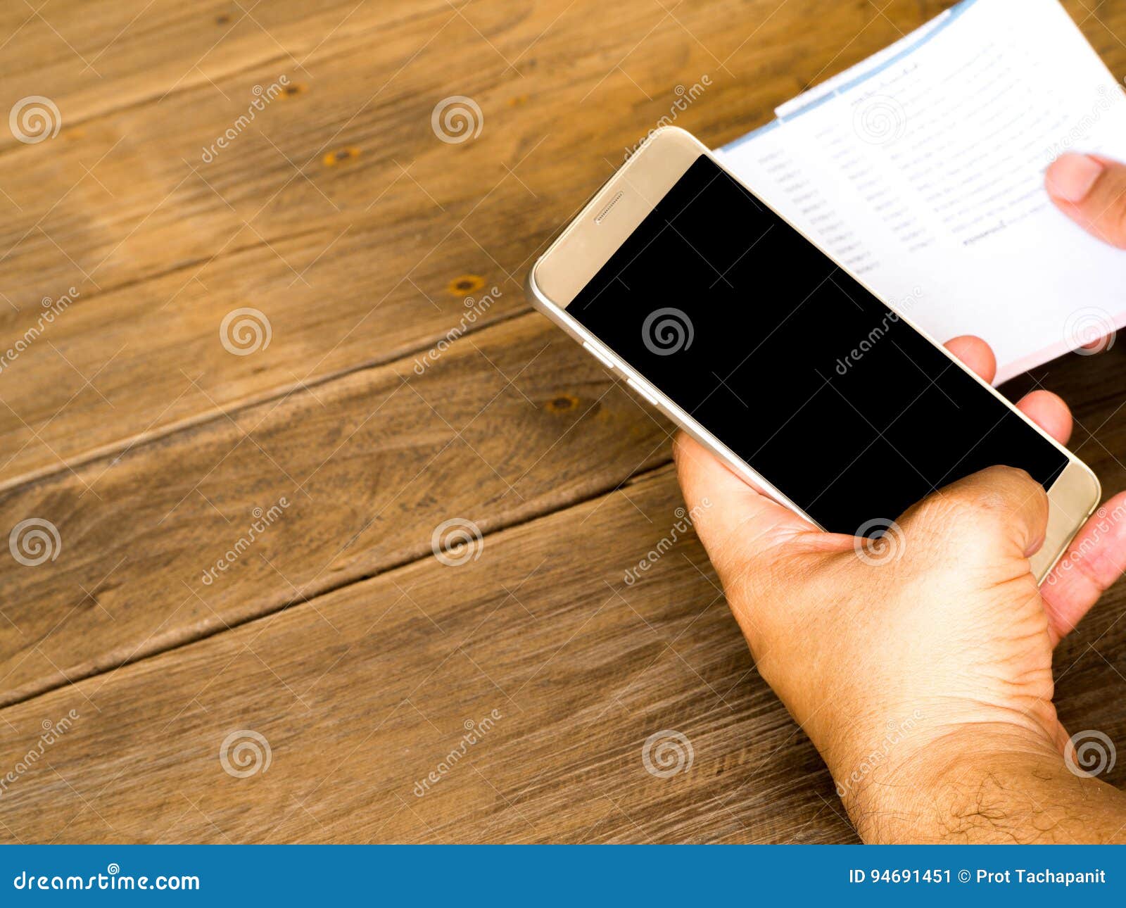 A Man Holding Smart Phone For Using Online Banking App For Paying Credit Card Bill Stock Image ...