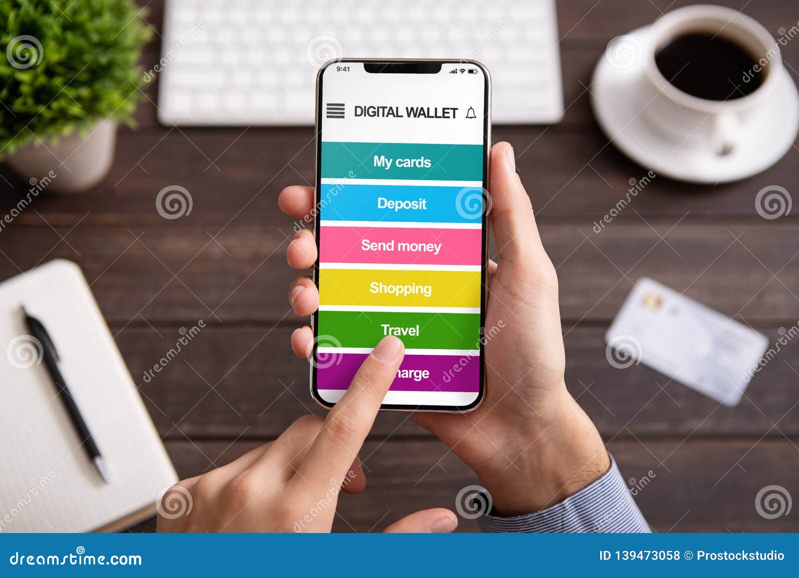 Man Holding Smartphone With Digital Wallet Application ...