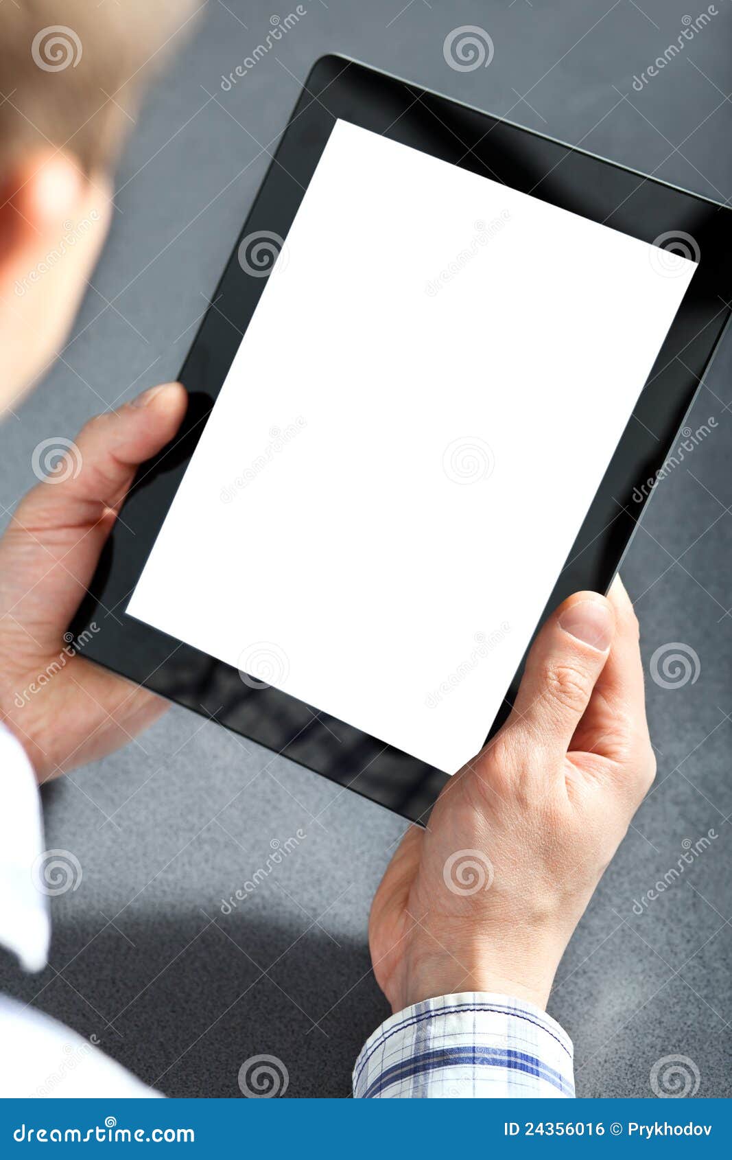man holding a touchpad