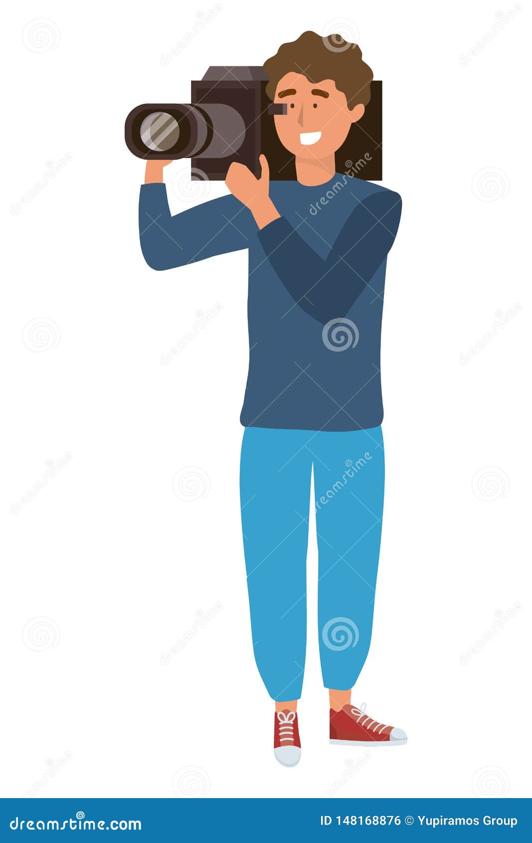 Man Holding Videocamera Design Stock Vector - Illustration of studio ...