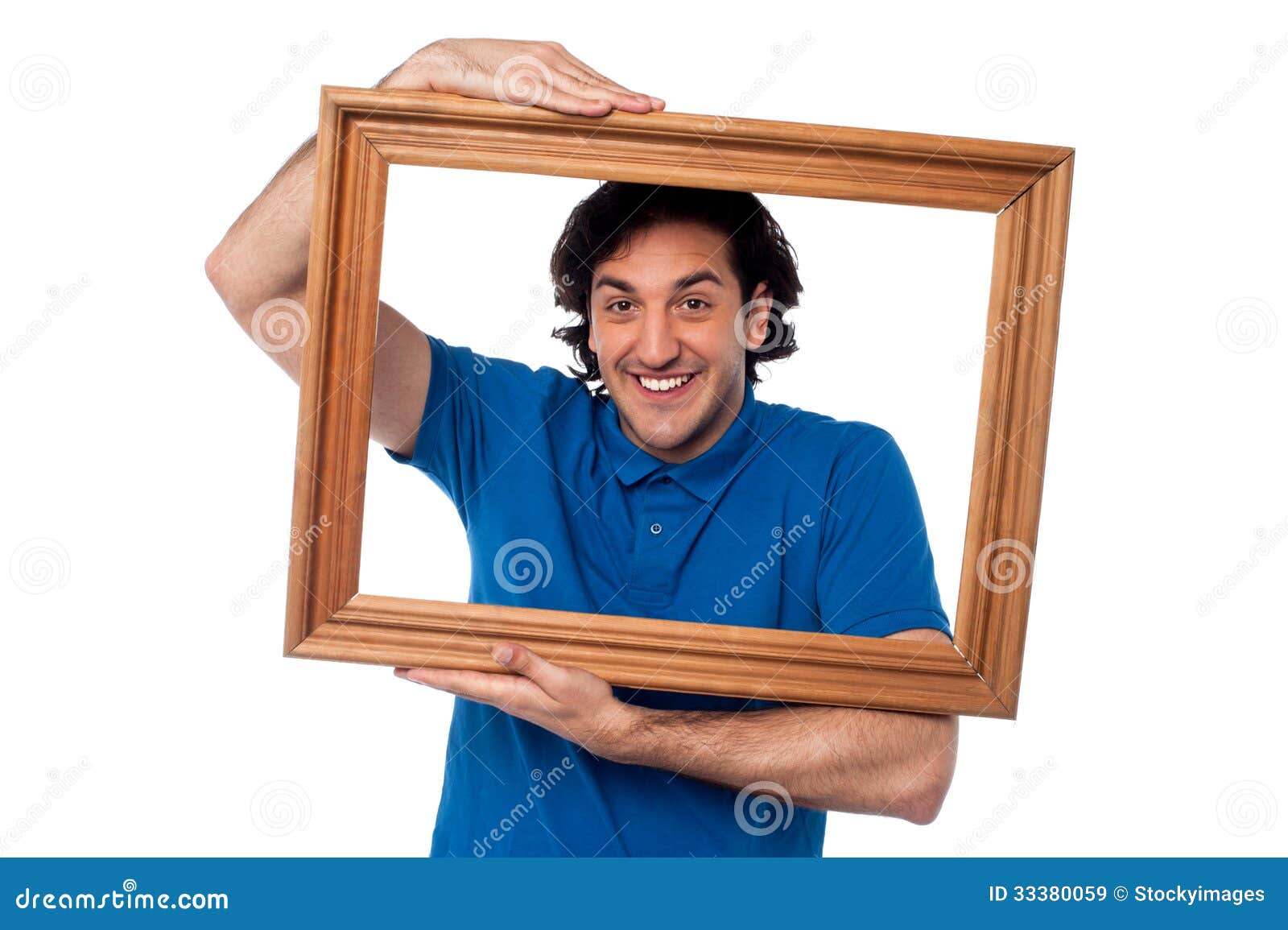 Man Holding Wooden Picture Frame Stock Image Image of creativity