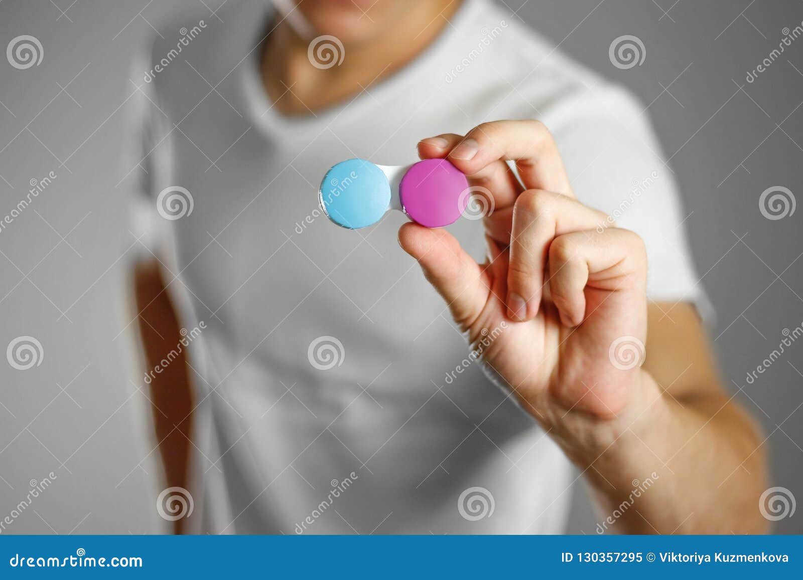 A Man Holds an Eye Lens. Close Up Stock Image Image of correction