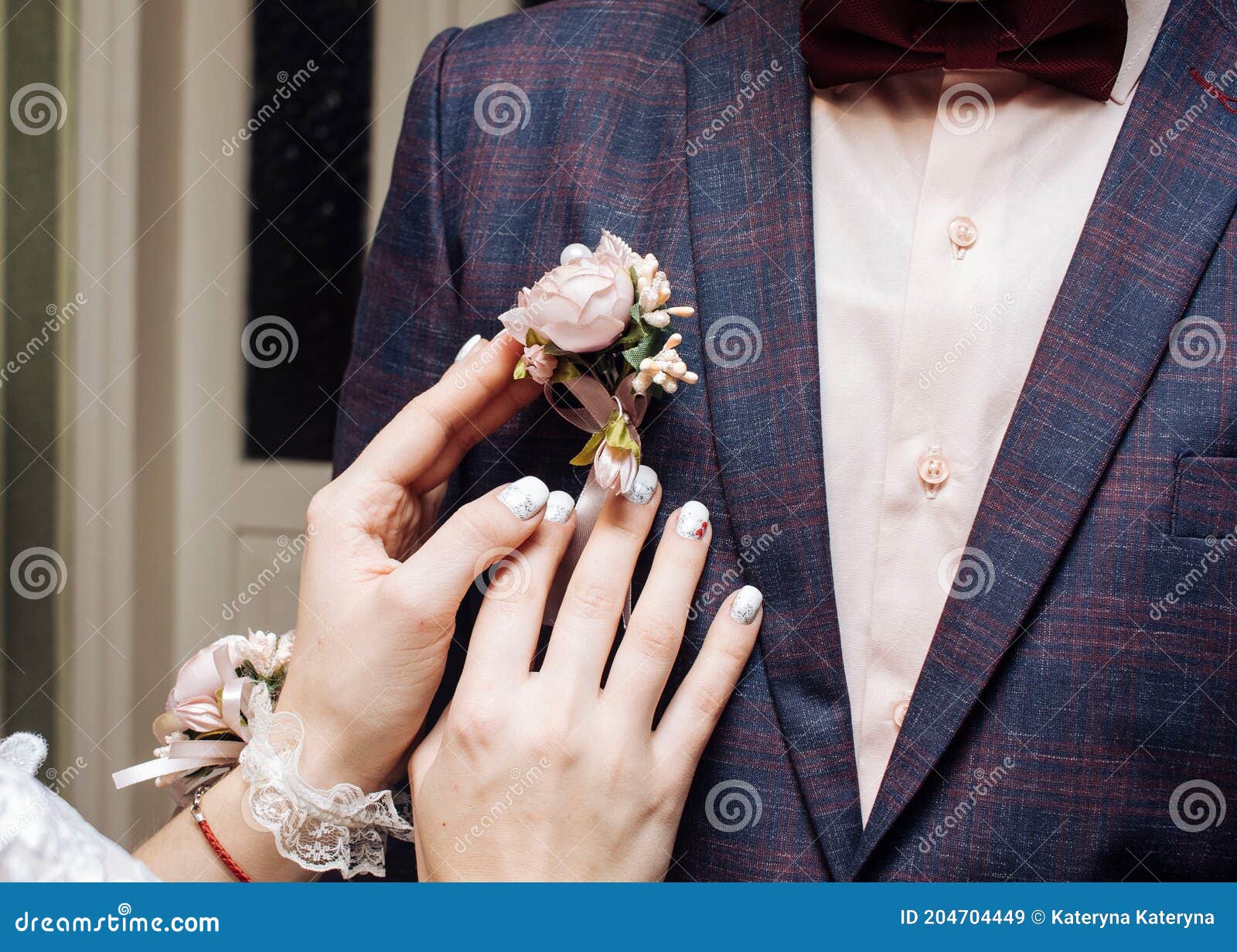Man Holds Hand His Beloved Wedding Ring Finger 204704449 