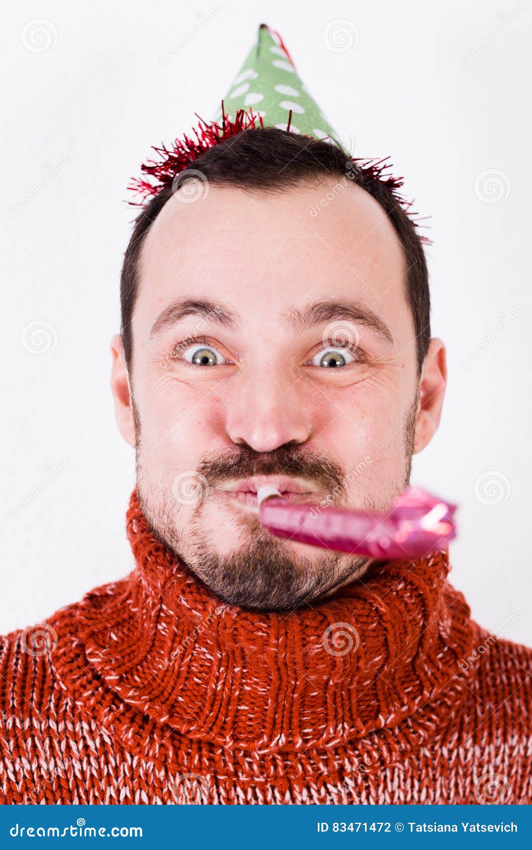 Man on Holiday in Bell and Whistle Stock Photo Image of decoration