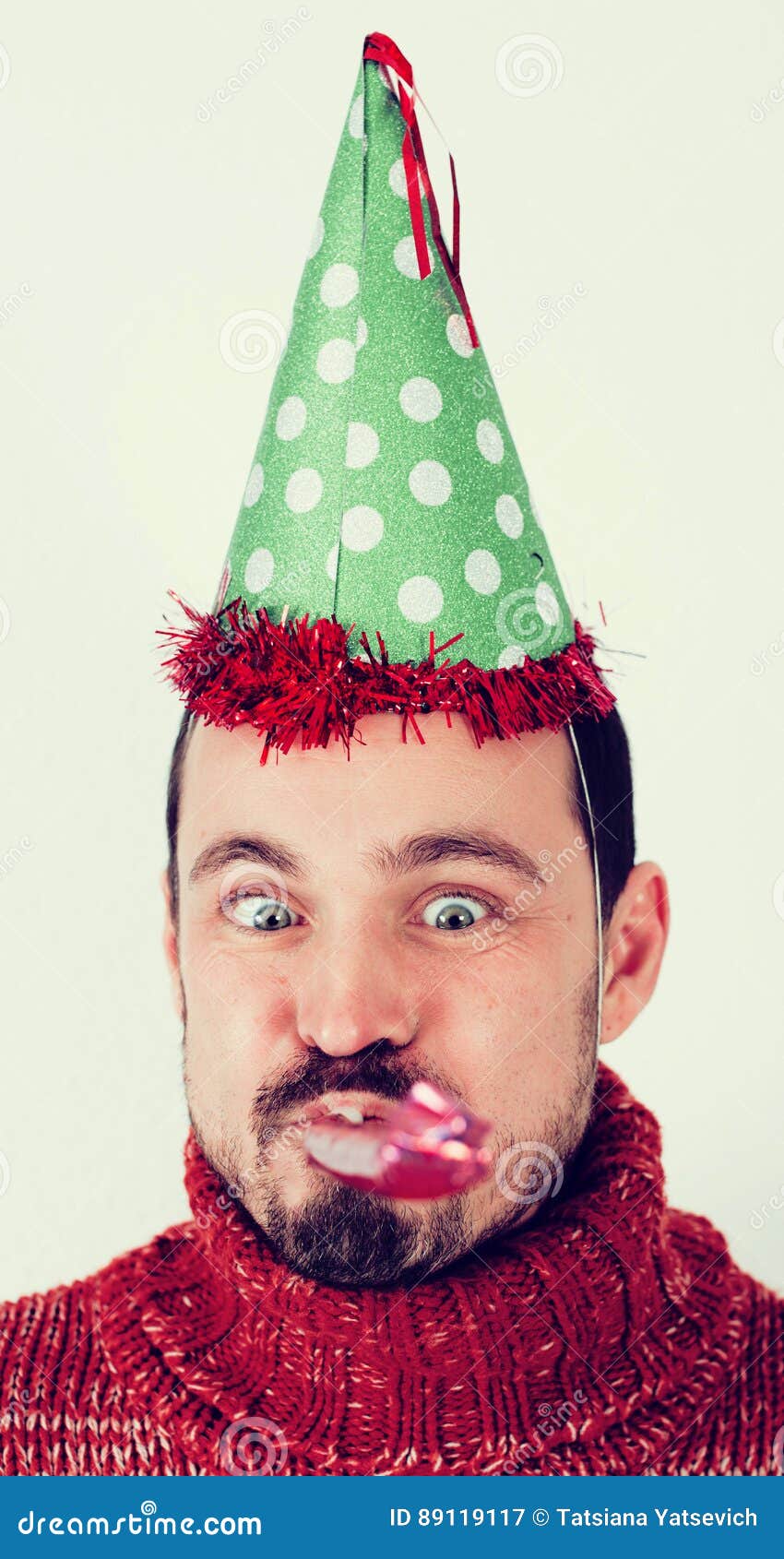 Man on Holiday in Bell and Whistle Stock Image Image of expression