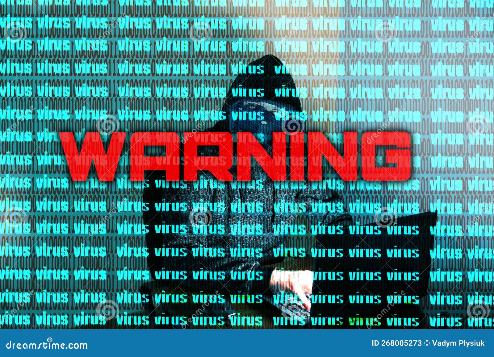 Man in Hoodie is Hacking Personal Data. Information Security. Warning