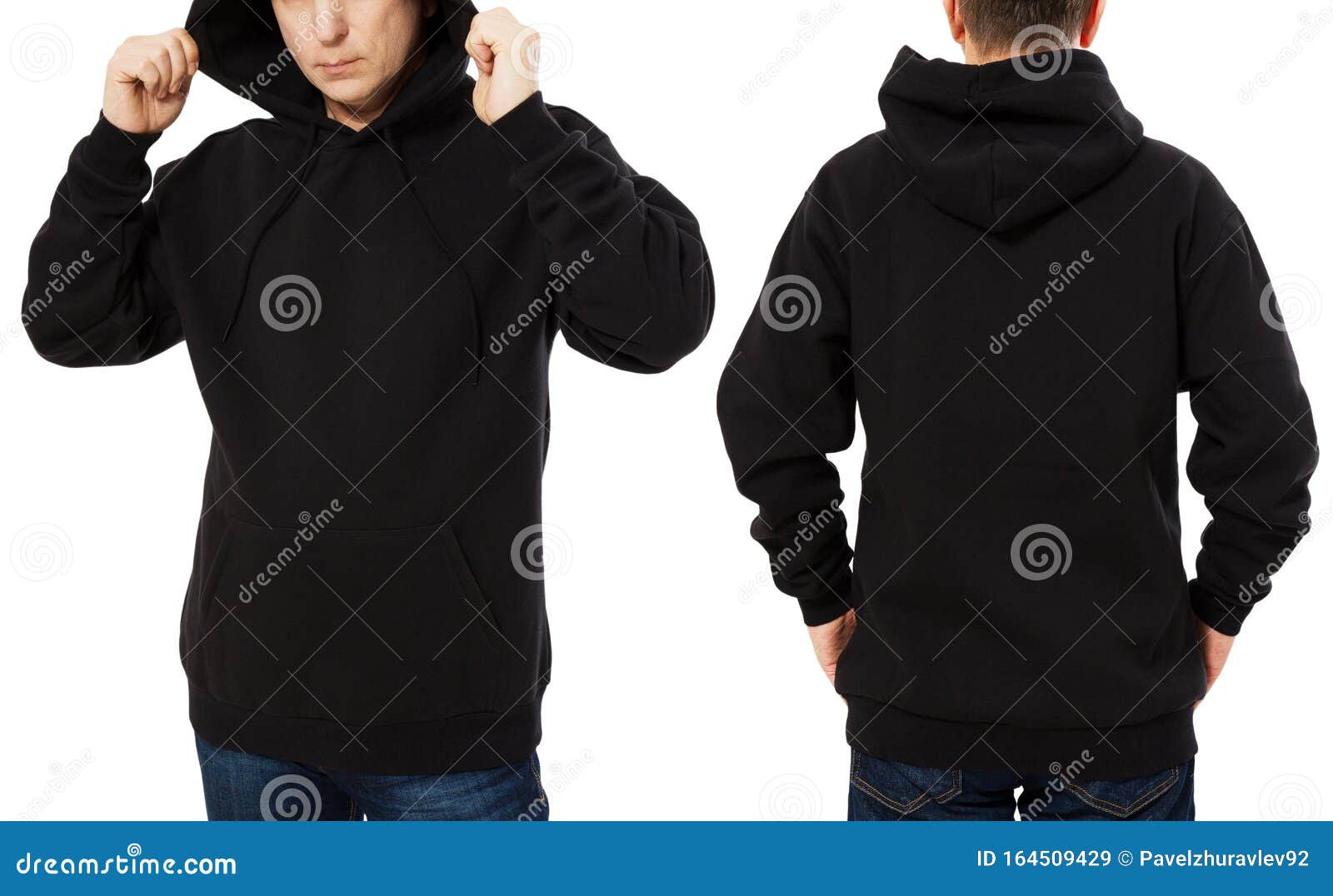 Download Man Hoody Set, Black Hoody Front And Back View, Hood Mock ...