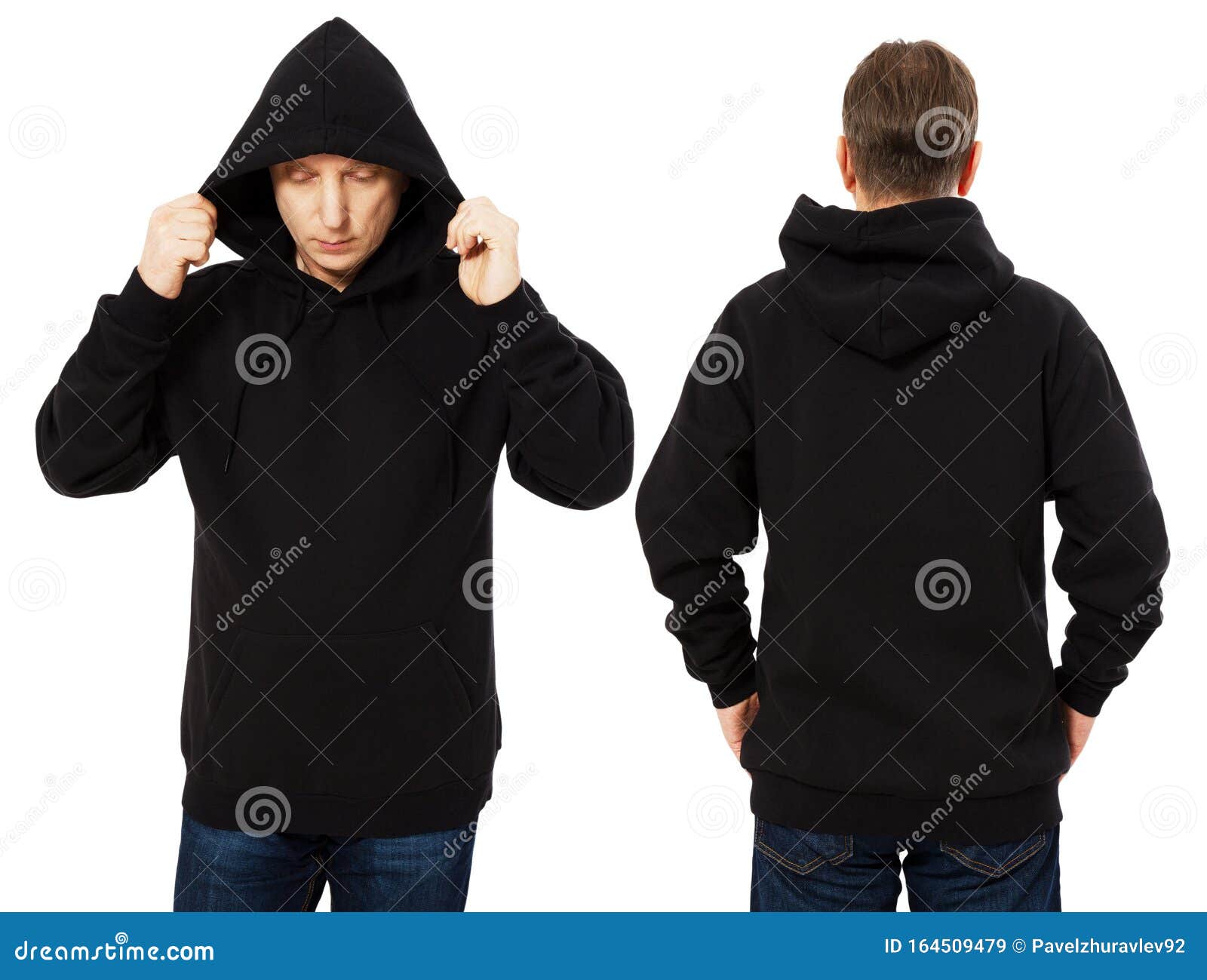 Download Man Hoody Set, Black Hoody Front And Back View, Hood Mock ...