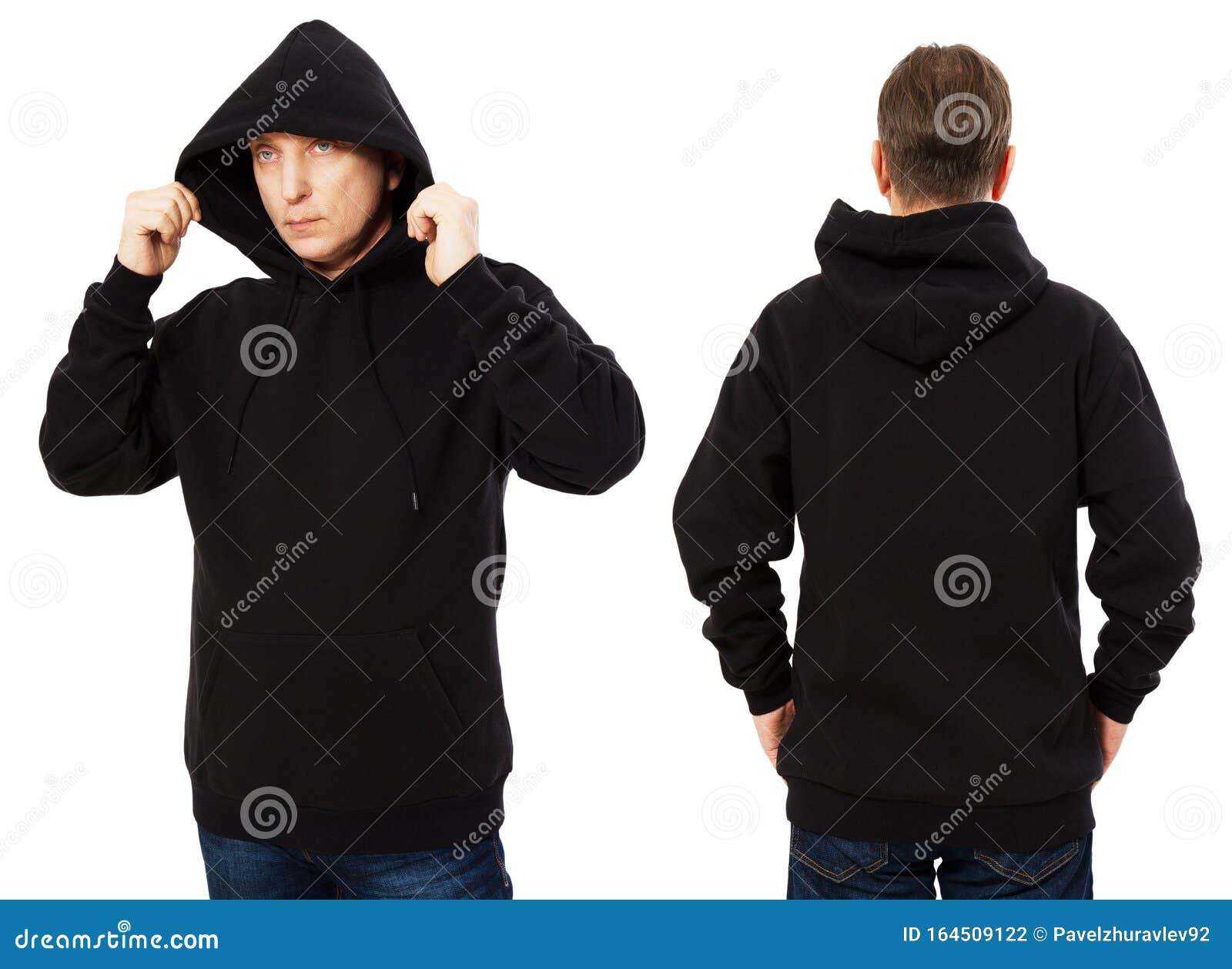 Download Man Hoody Set, Black Hoody Front And Back View, Hood Mock ...