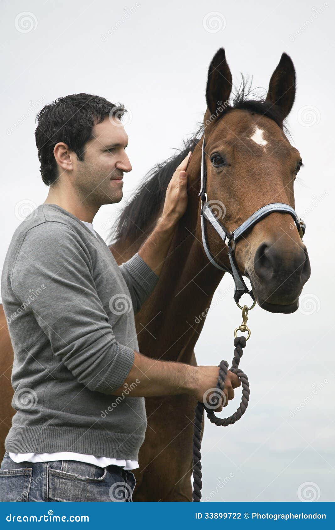 Man With Horse Outdoors Stock Photography - Image: 33899722