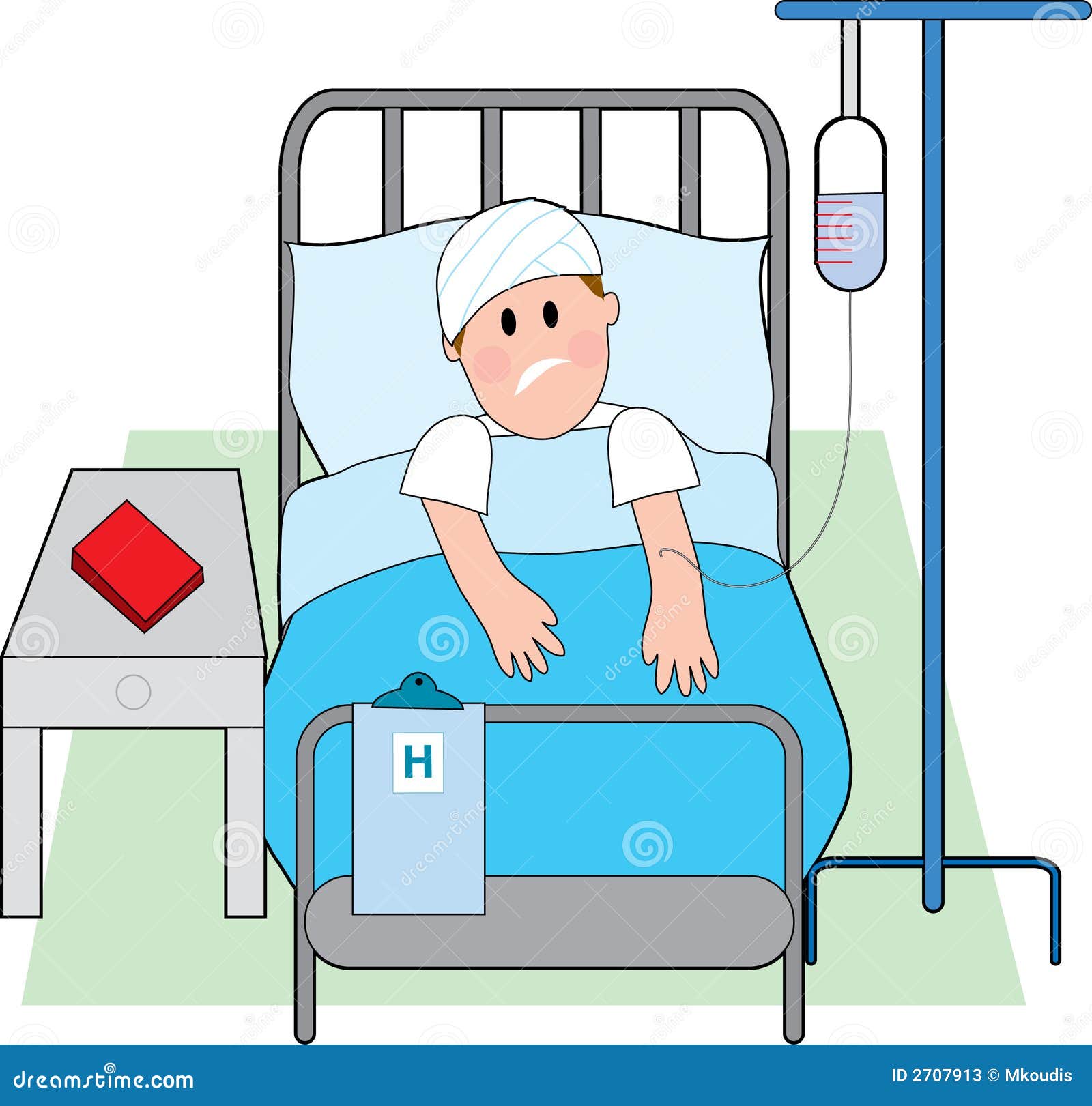 Man In Hospital Bed Cartoon