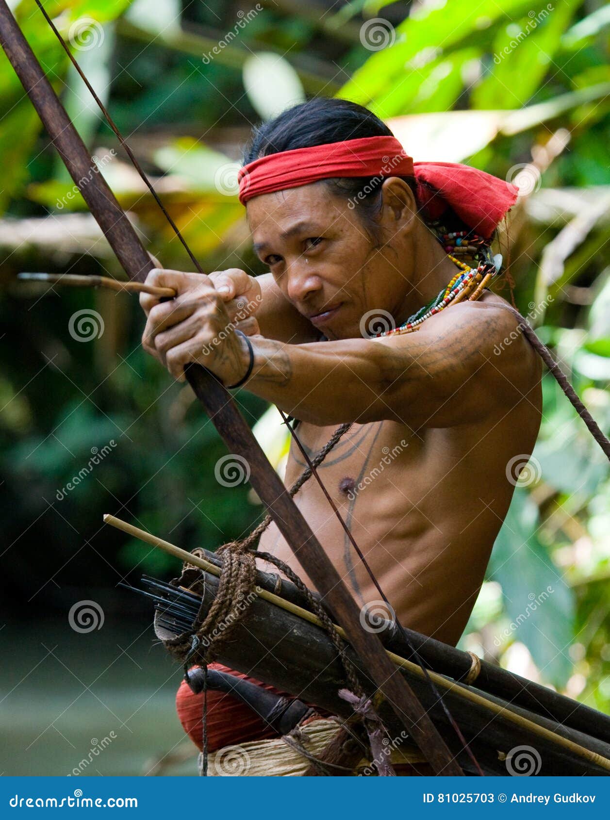 Man Hunter  Mentawai  Tribe With A Bow And Arrow In The 