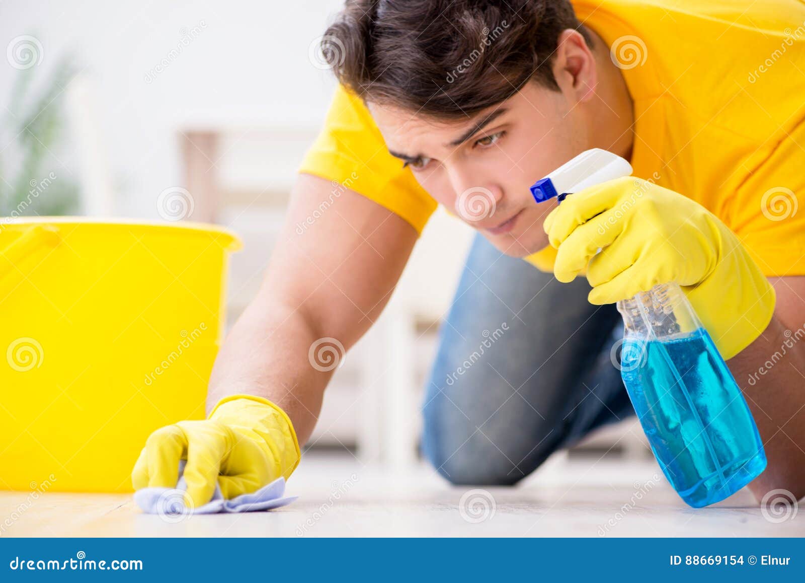 The Man Husband Cleaning The House Helping His Wife Stock Phot