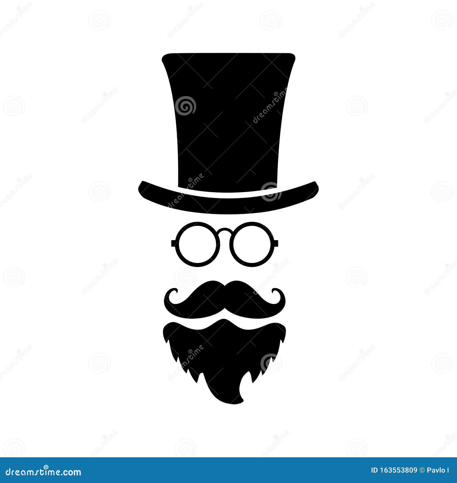 A Man Icon with a Cap, Glasses, Mustache and Beard Vector Stock