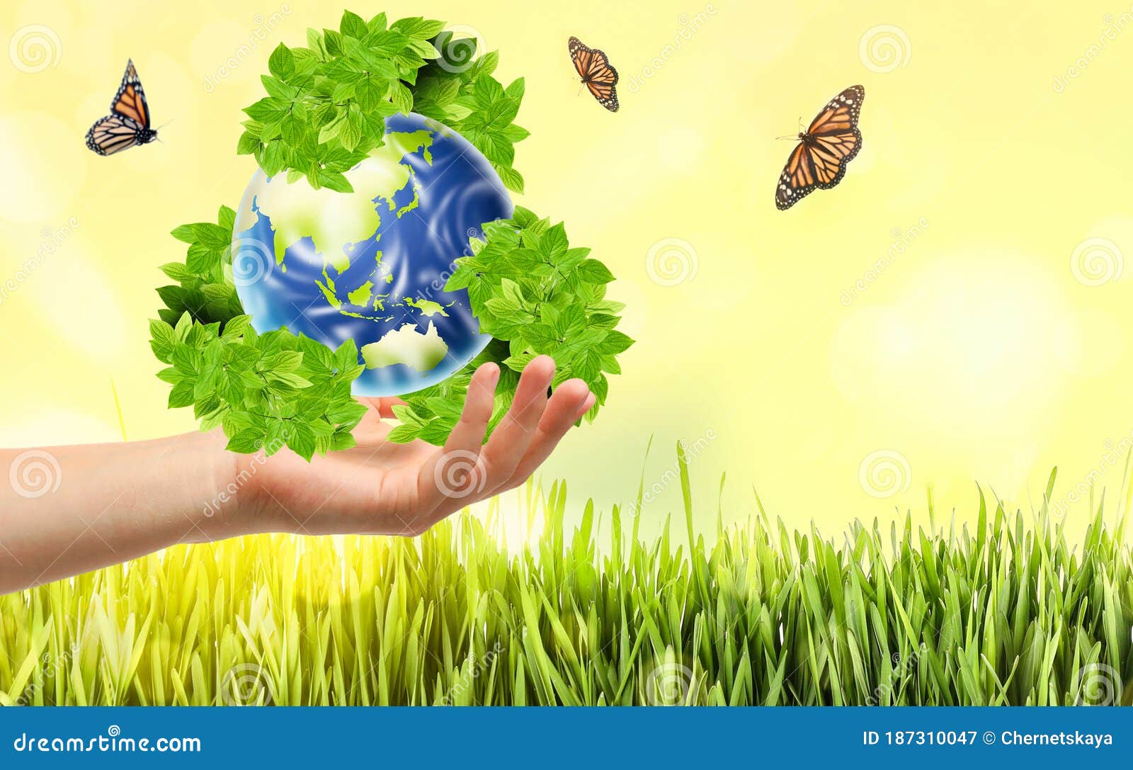 Man with Illustration of Earth and Recycling Symbol in Hand Stock Image ...