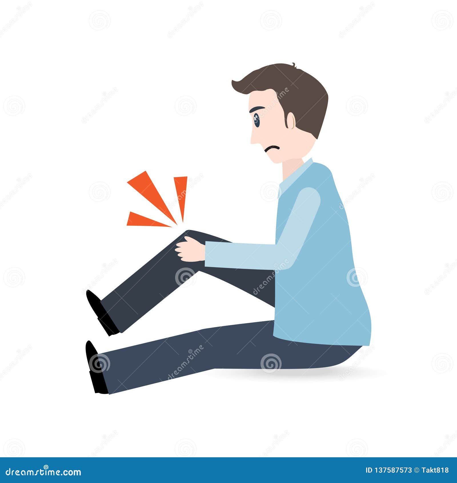 Injury Of Knee Bone And Leg While Running Cartoon Vector