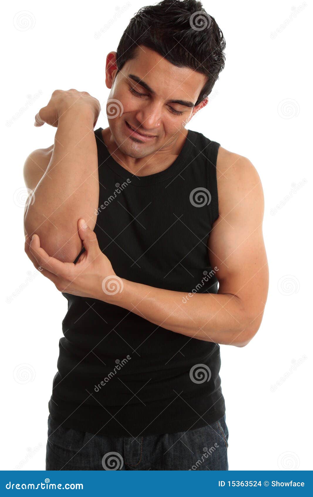 Man with injury wincing stock photo. Image of labourer 15363524