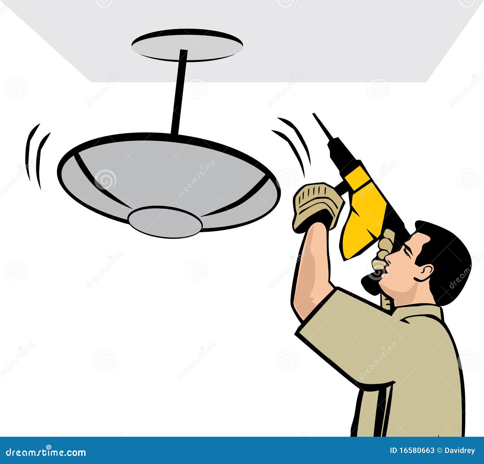 Man Installing A Ceiling Lamp Stock Vector Illustration Of