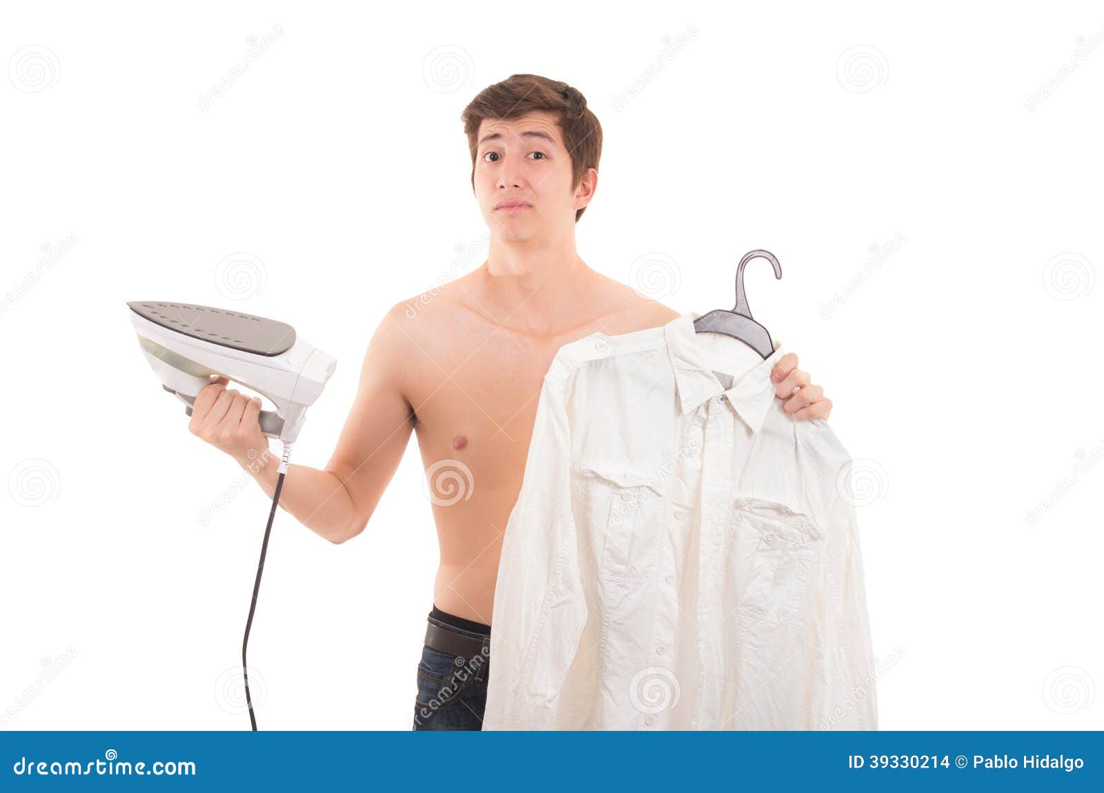 Man ironing shirt stock photo. Image of fabric, cuff 39330214