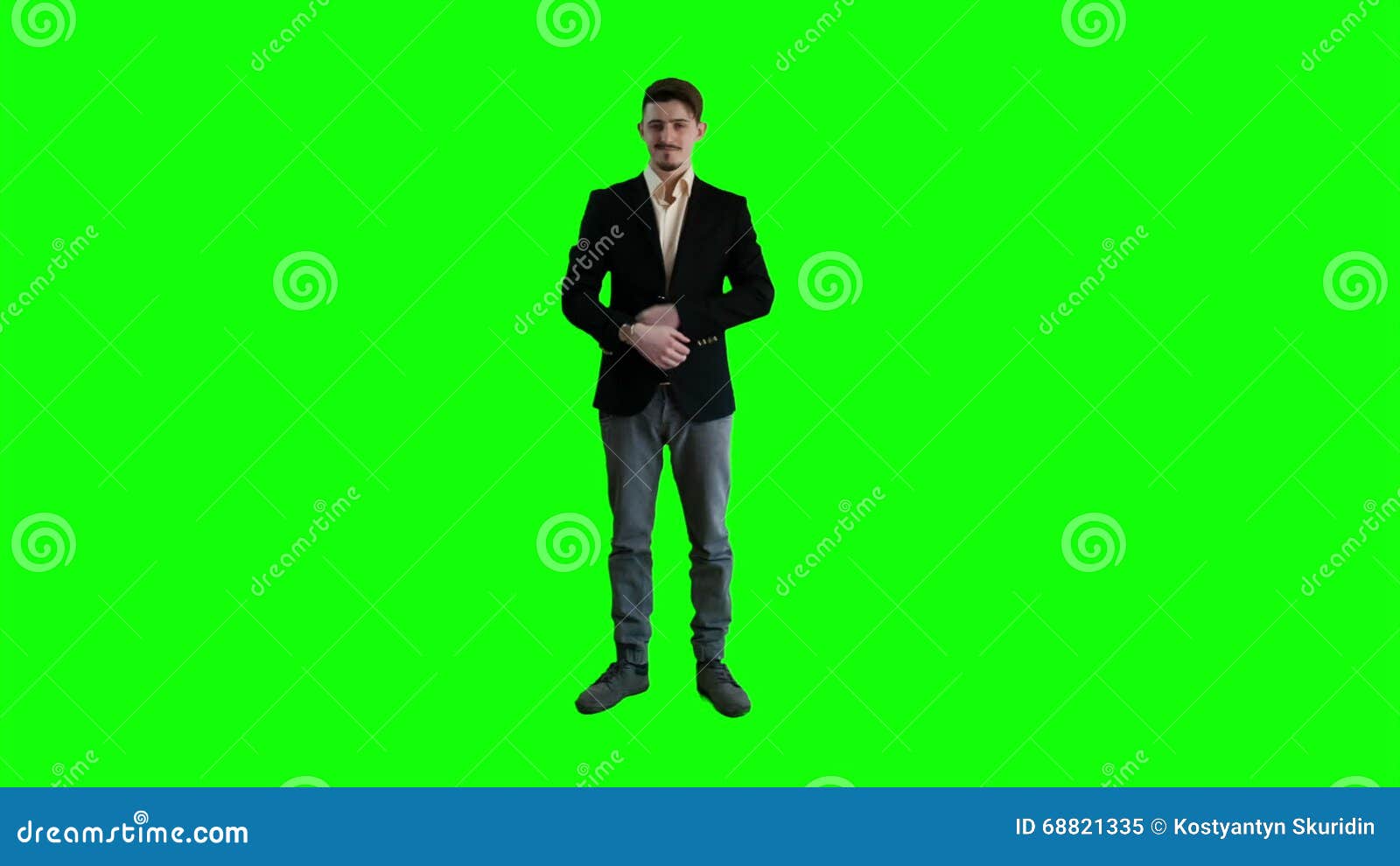 A Man in a Jacket Standing at Background of a Green Screen. Stock Video -  Video of sign, manager: 68821335