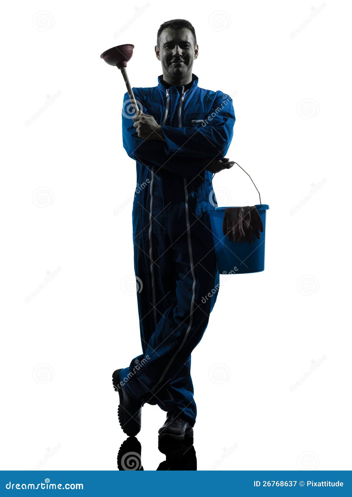 Man Janitor Plumber Silhouette Stock Image Image of manual, cleaner