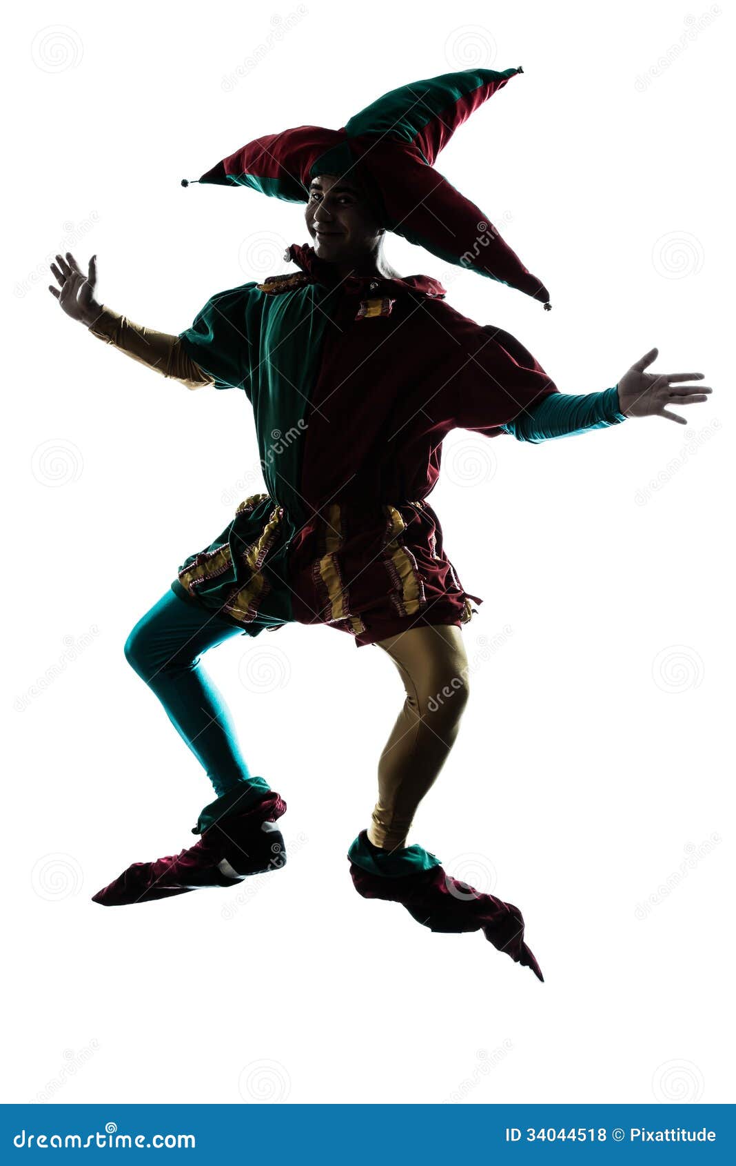 Man in Jester Costume Silhouette Jumping Stock Photo - Image of joker ...