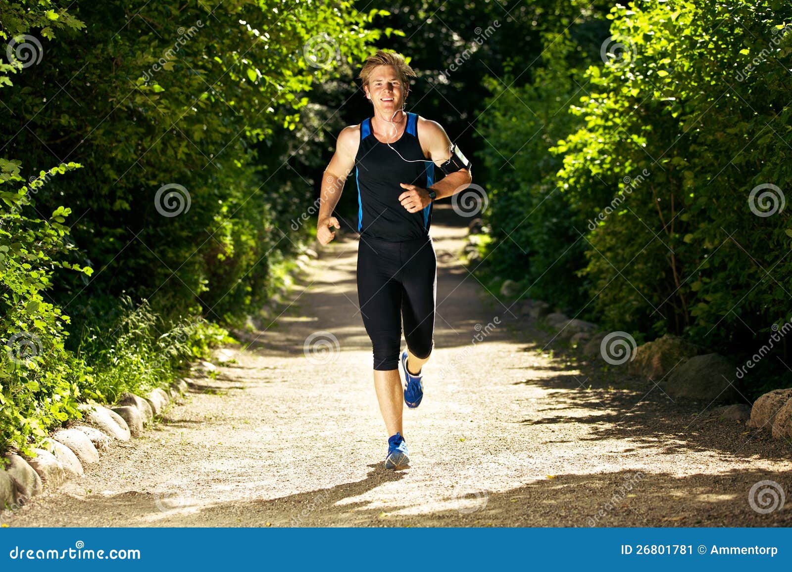 Man Jogging with Headphones Stock Image Image of recreation, athletic