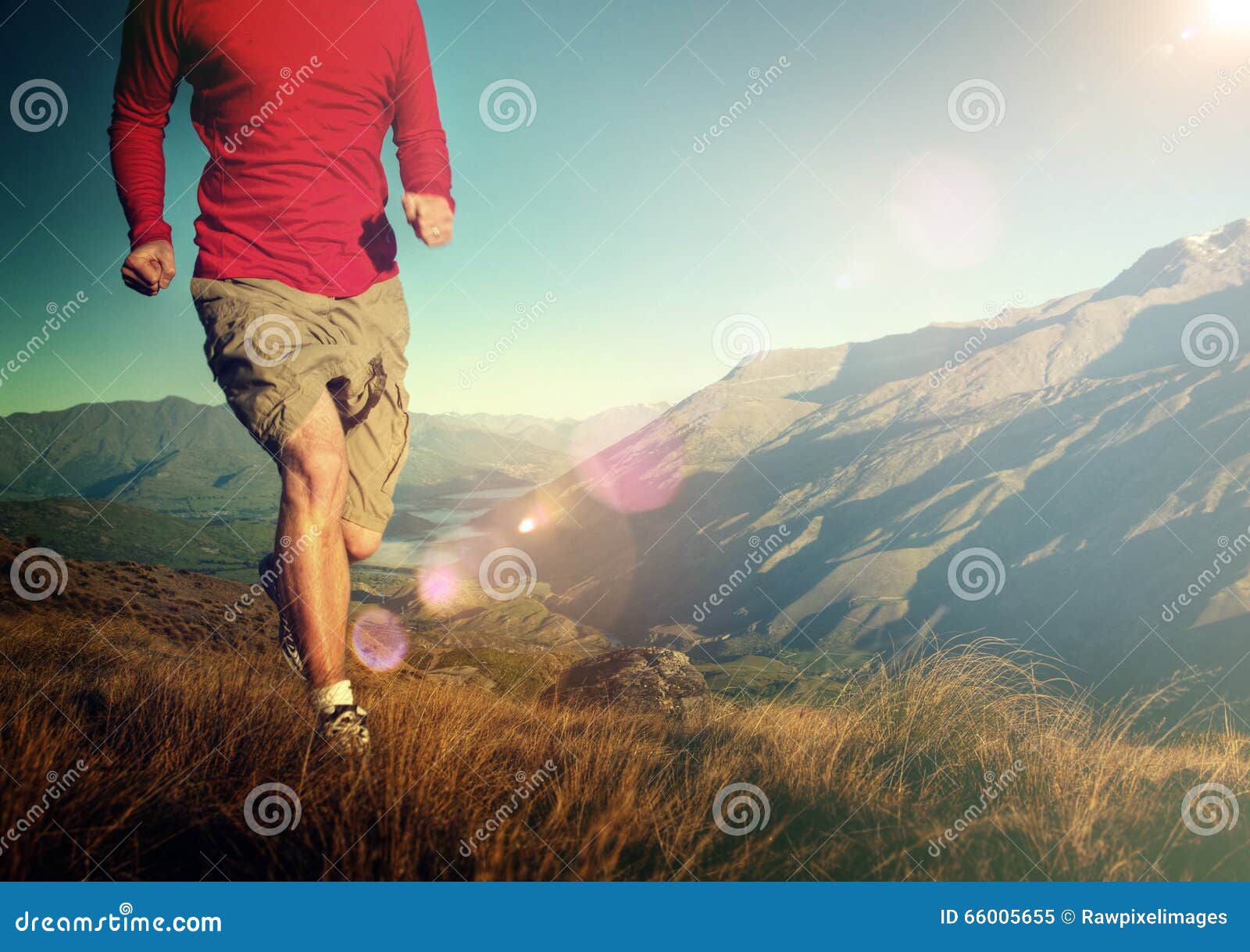 Man Jogging Mountains Exercise Healthy Concept Stock Image Image of