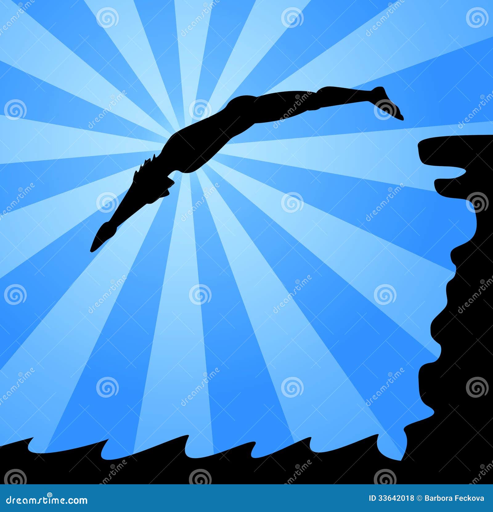 Man jumping from cliff stock illustration. Illustration of body - 33642018
