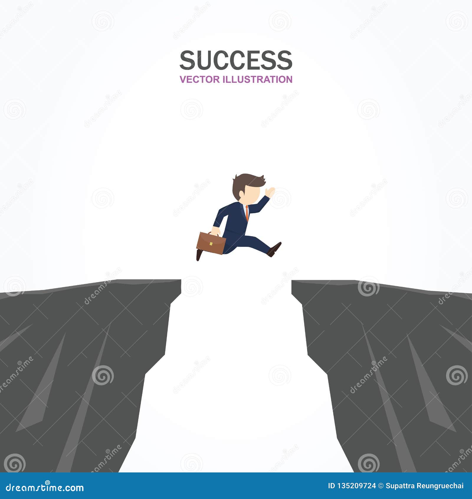 A Man is Jumping Cross the Abyss. Success Concept. Stock Vector ...