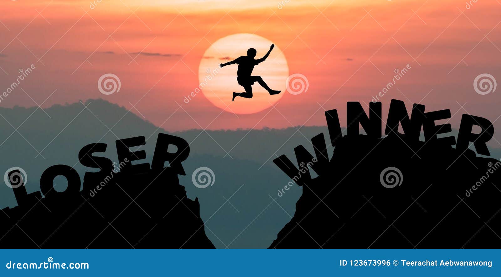 man jumping over precipice between two rocky mountains at sunset