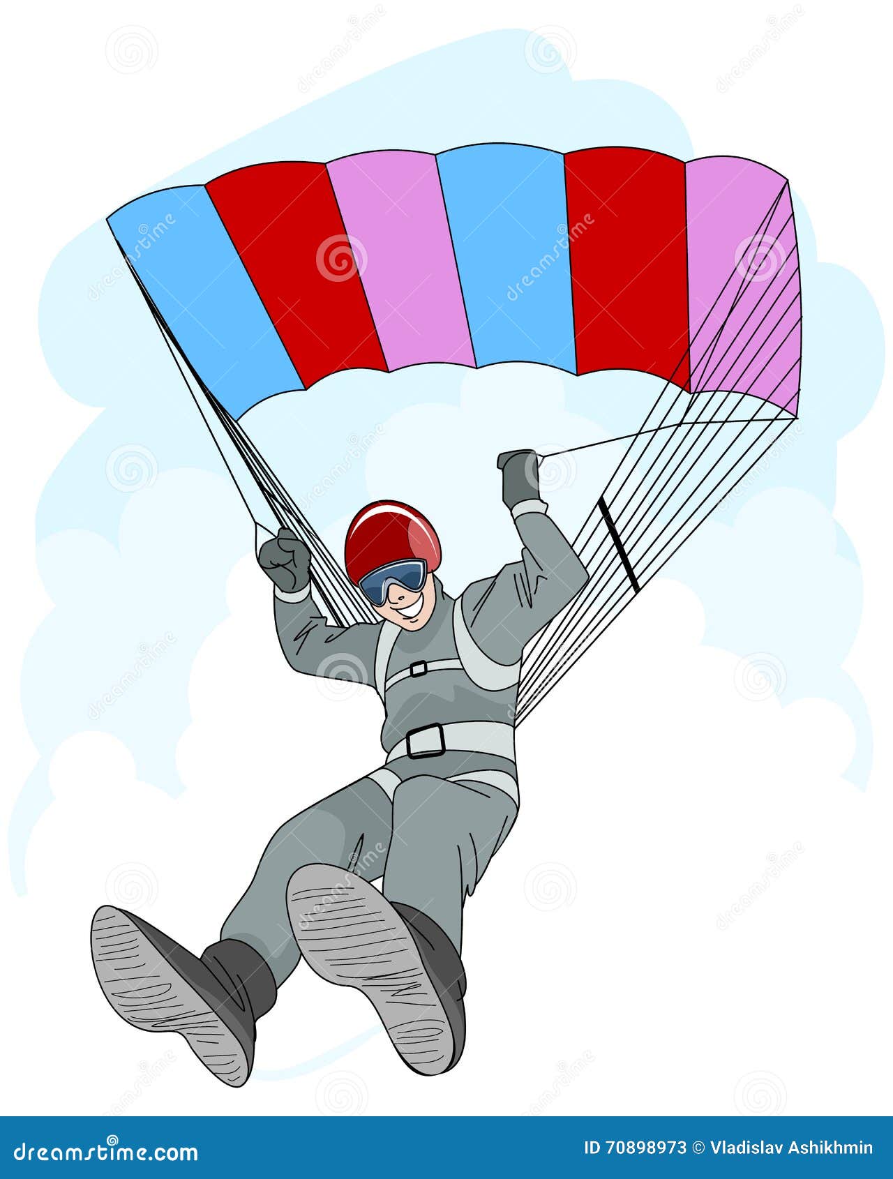 Man jumping with parachute stock vector. Illustration of jumping 70898973
