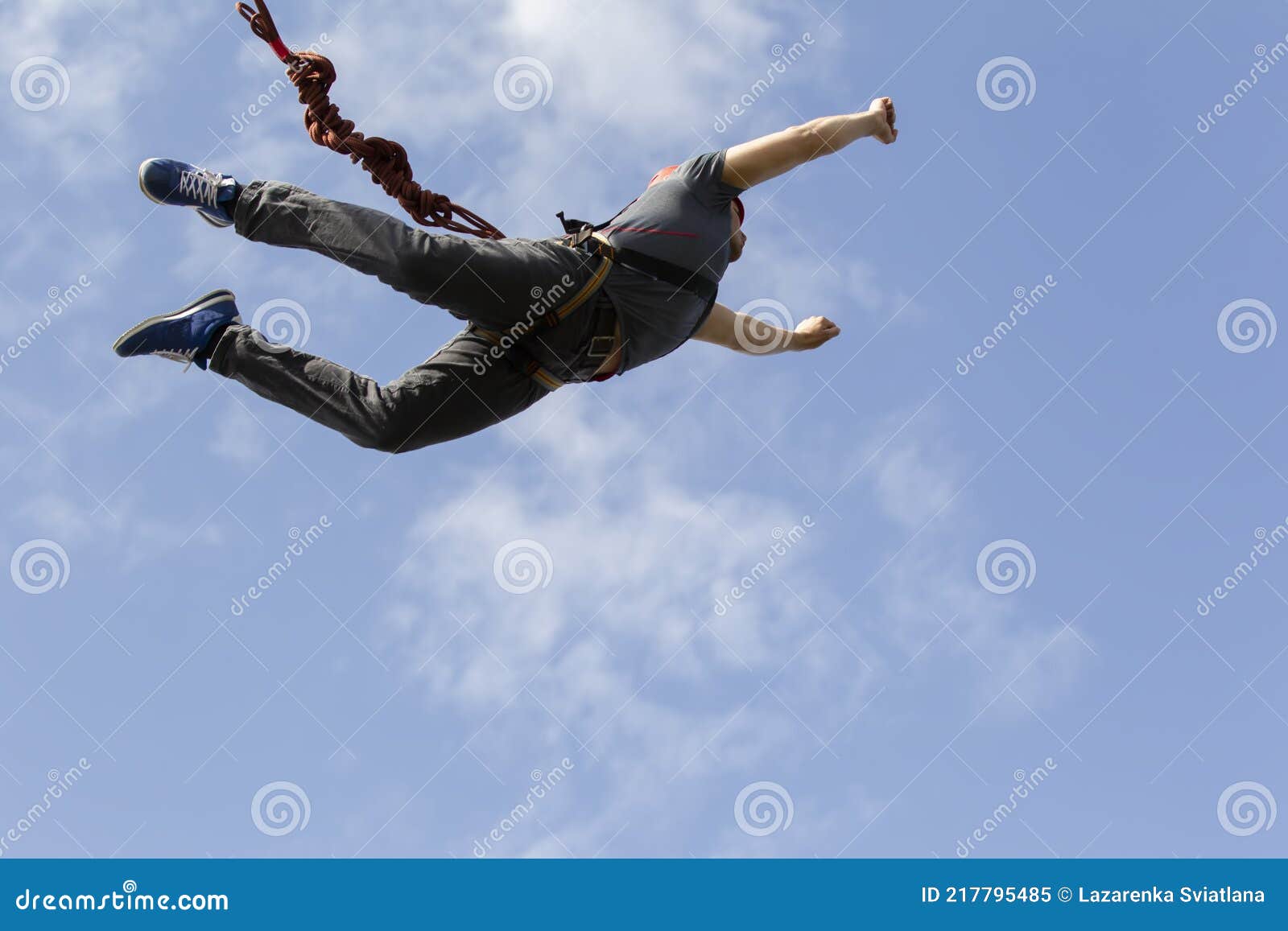 a man jumps from a bridge on a rope extreme sports editorial image image of jumping excitement 217795485