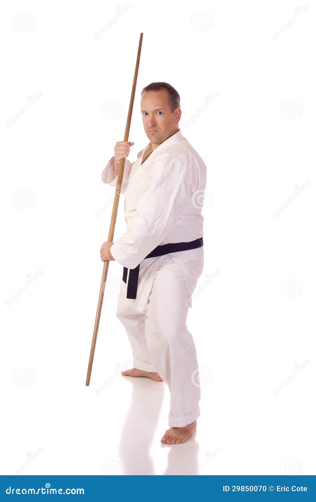 Man with a bo stock photo. Image of sensei, costume, martial 29850070