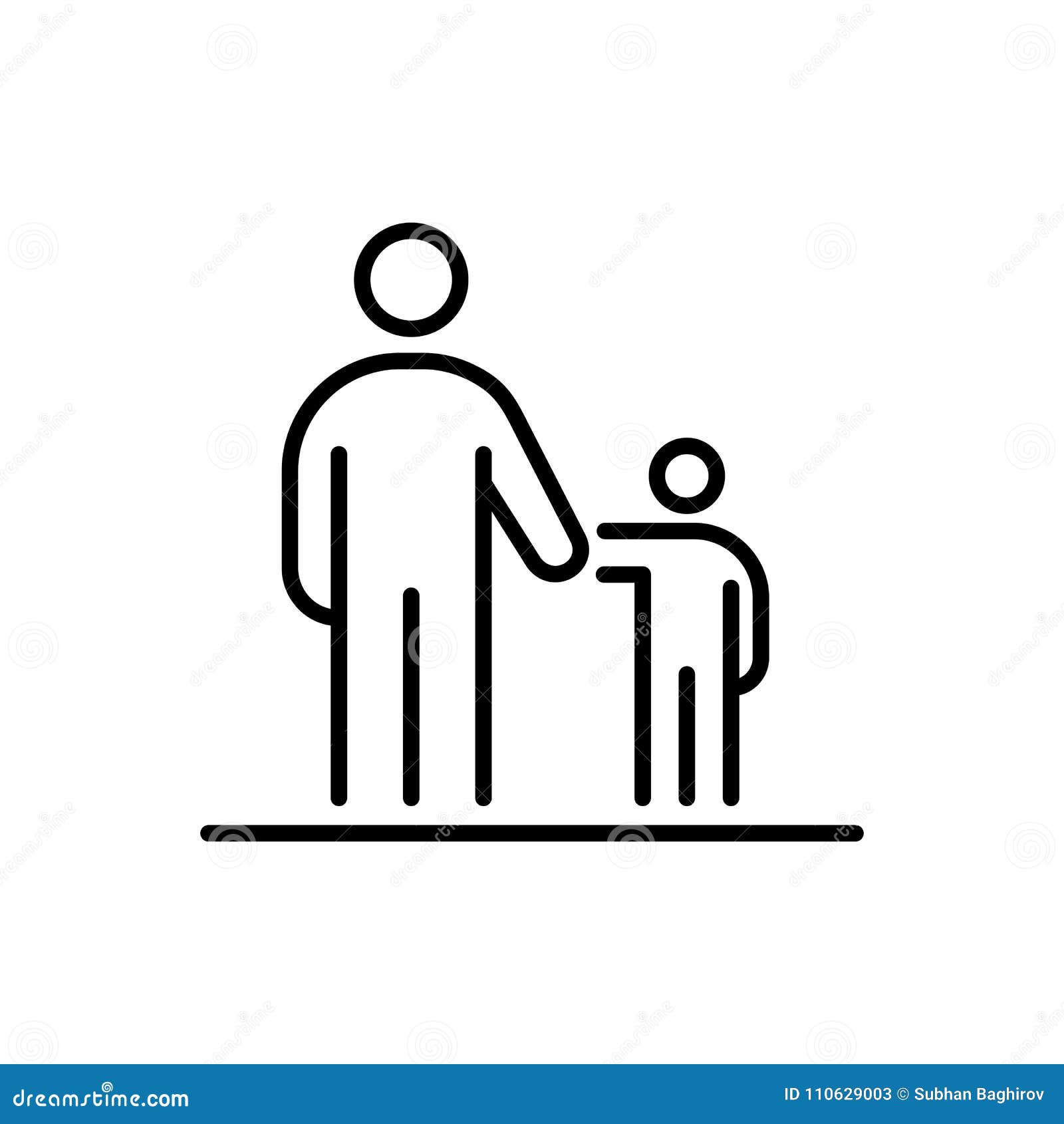 Man With Kid Icon Ui People Simple Line Flat Illustration Stock