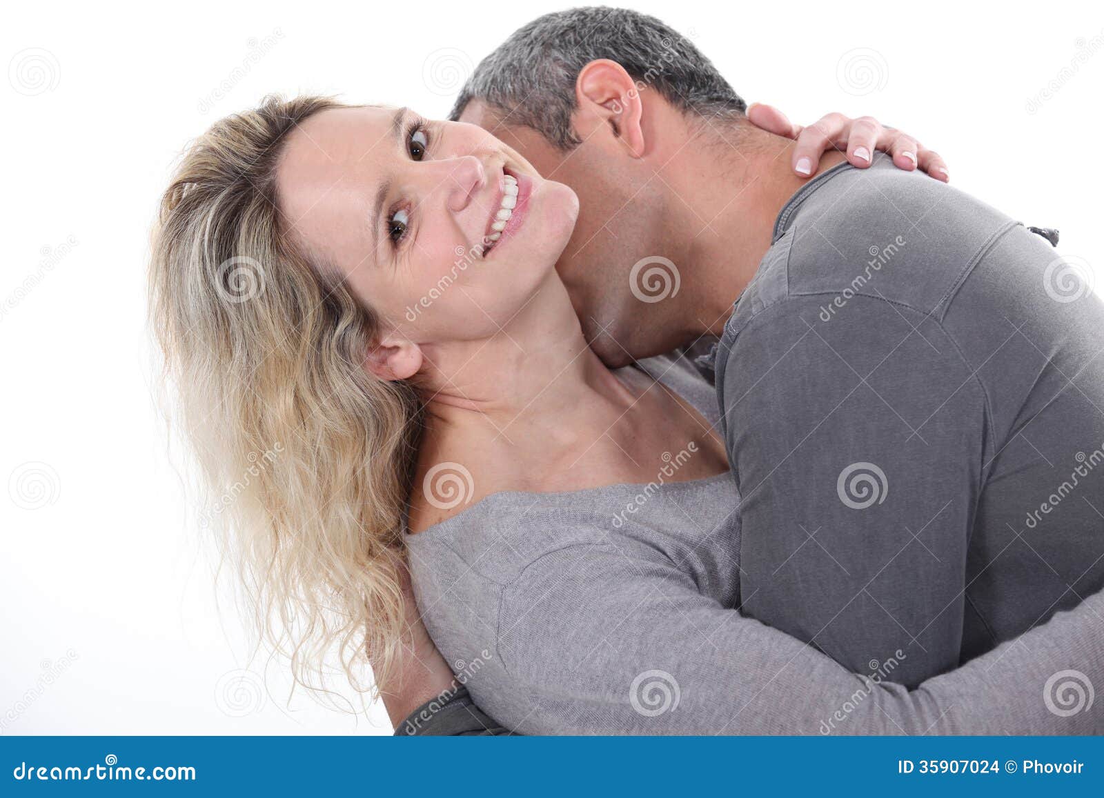 Man Kissing Wife S Neck Stock Photo Image Of Caucasians 35907024 