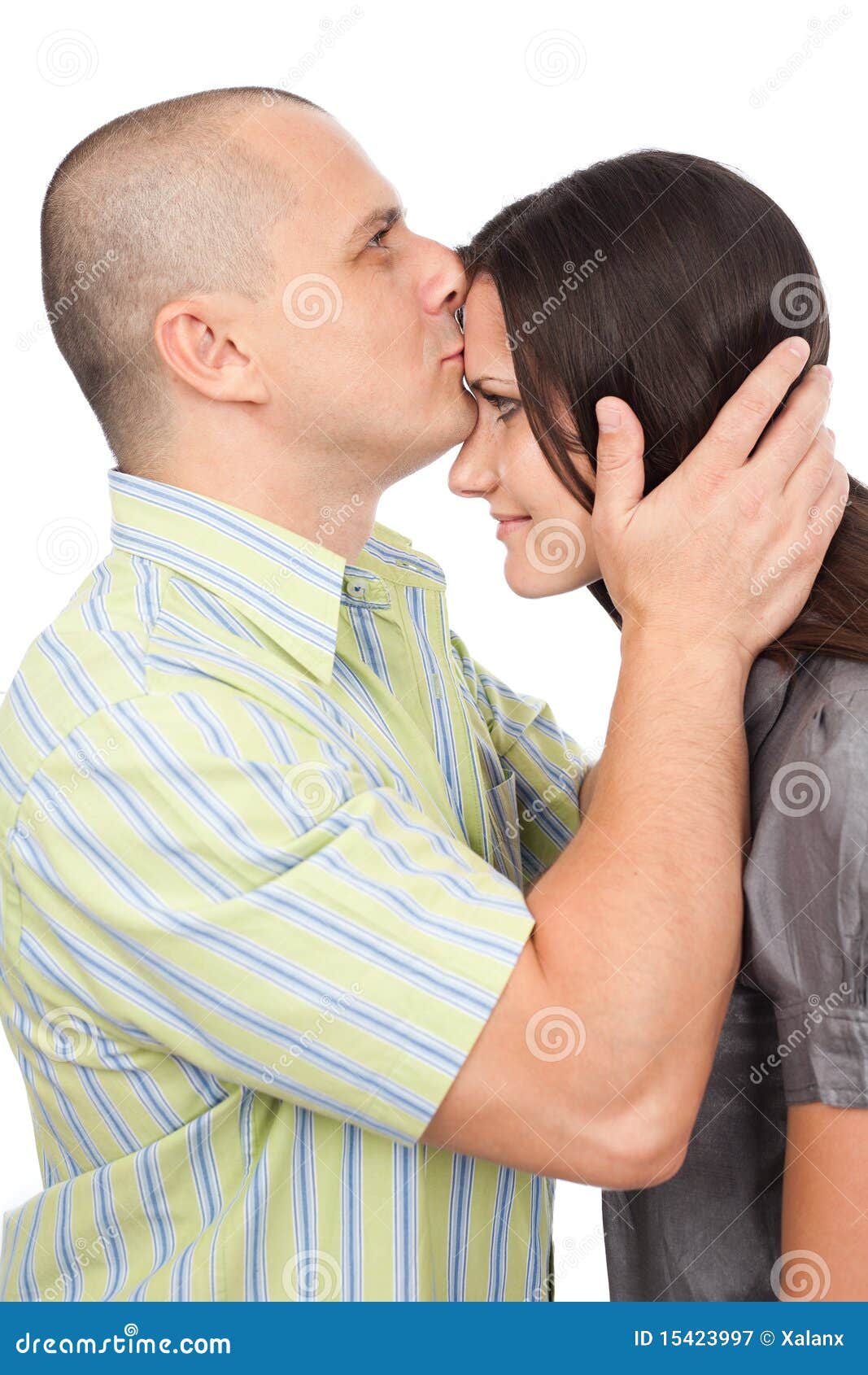 Man Kissing Woman on Forehead Stock Image - Image of adult, beauty: 15423997, image size:957x1300