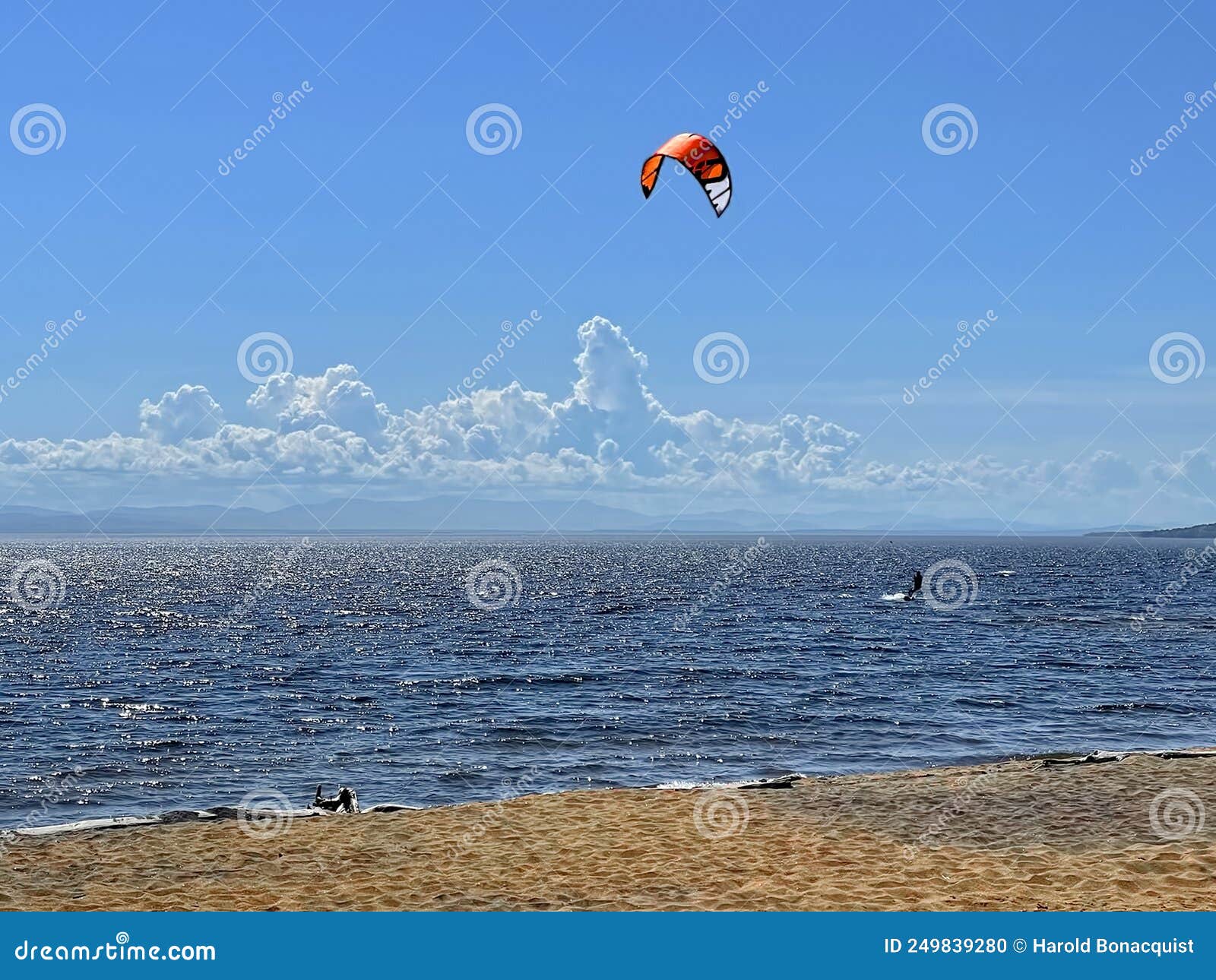 Man Kiteboarding on Lake Champlain, NY Stock Photo Image of activity