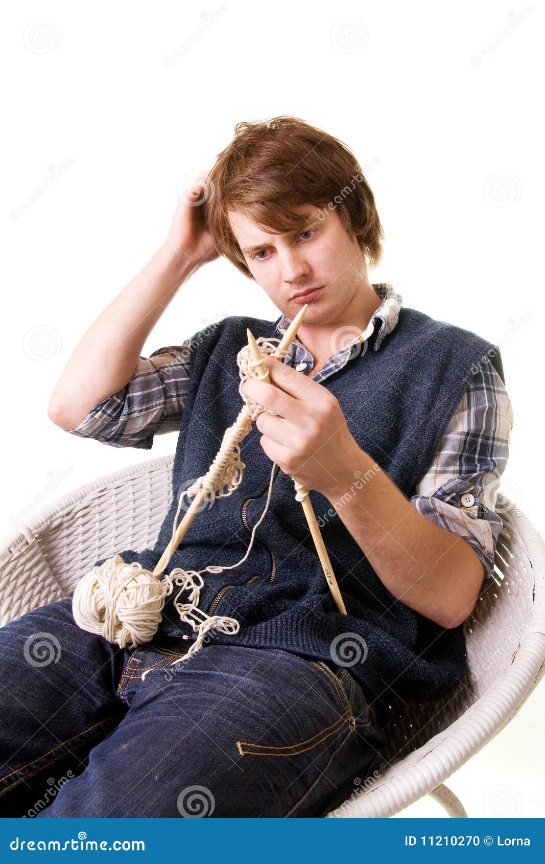 Man Knitting Art Craft Stock Photo Image 11210270
