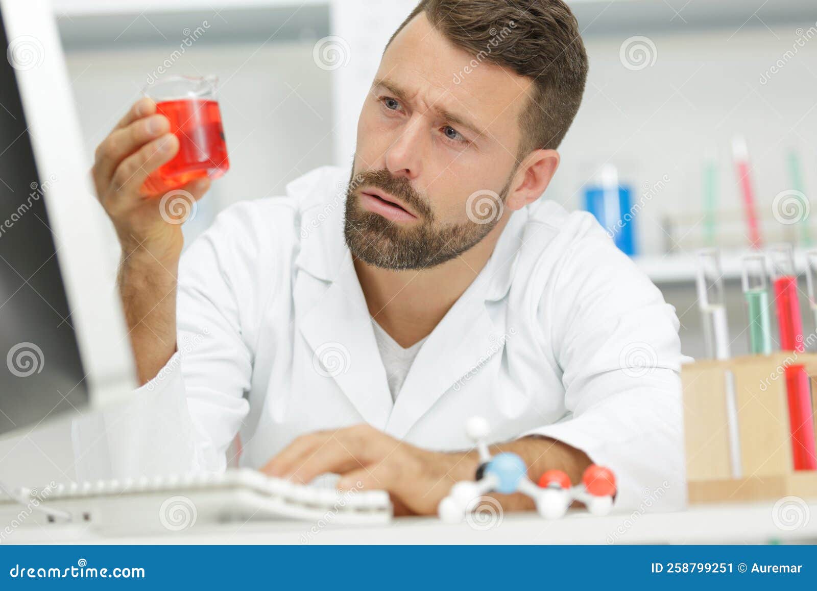 Man Lab Assistant Chemistry Science Stock Image Image of hospital, technology 258799251