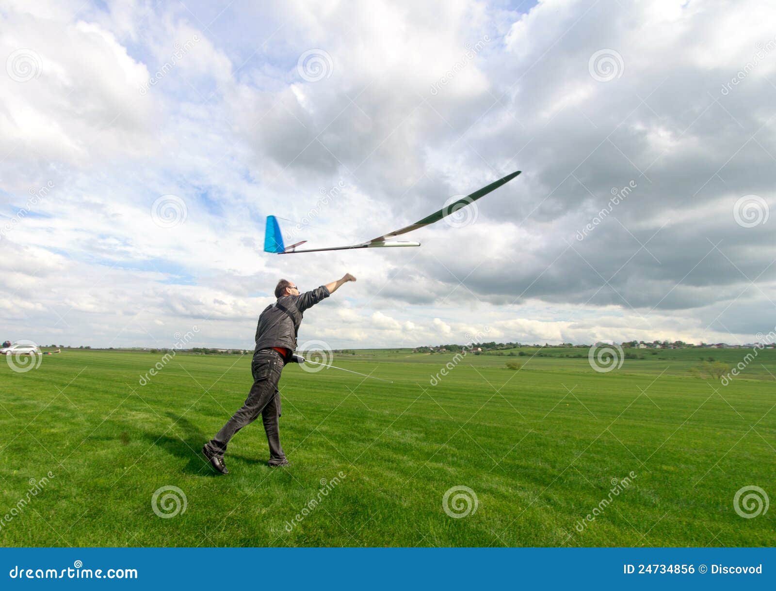 Man Launches into the Sky RC Glider Stock Photo - Image of antenna ...