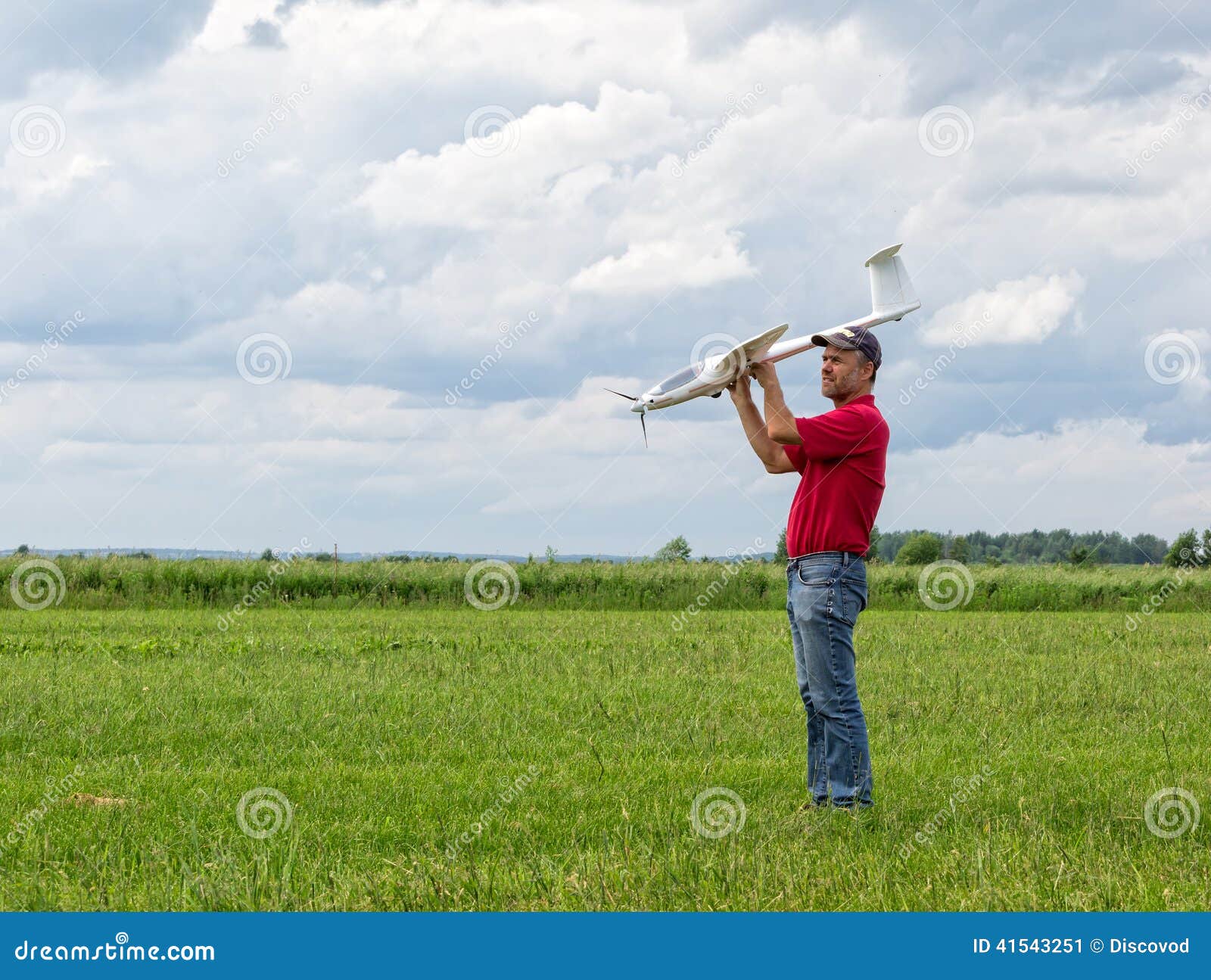 Man Launches into the Sky RC Glider Stock Image - Image of grass ...