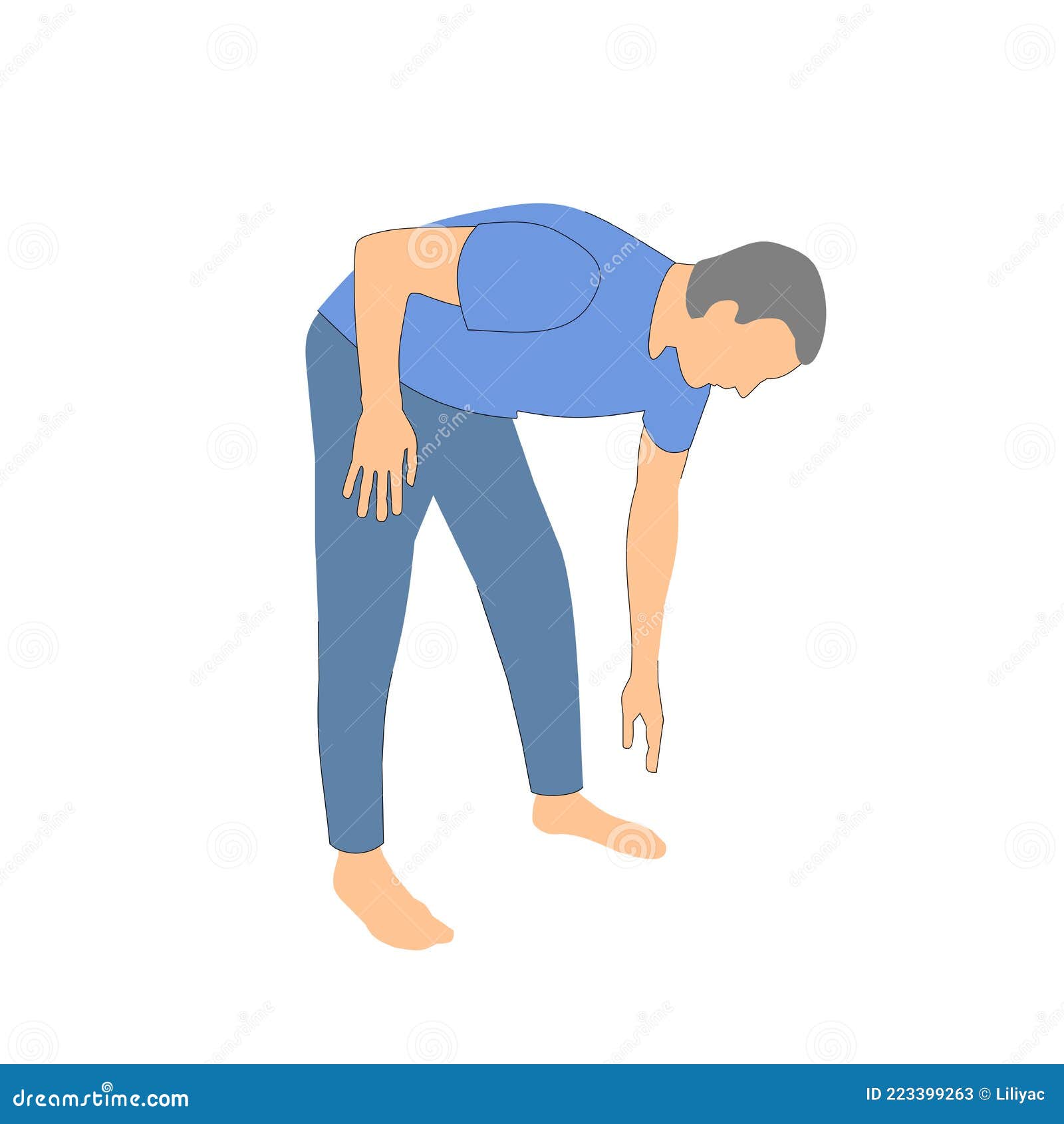 Man Leaned Forward. Posture of a Person when Bending Over Stock Image